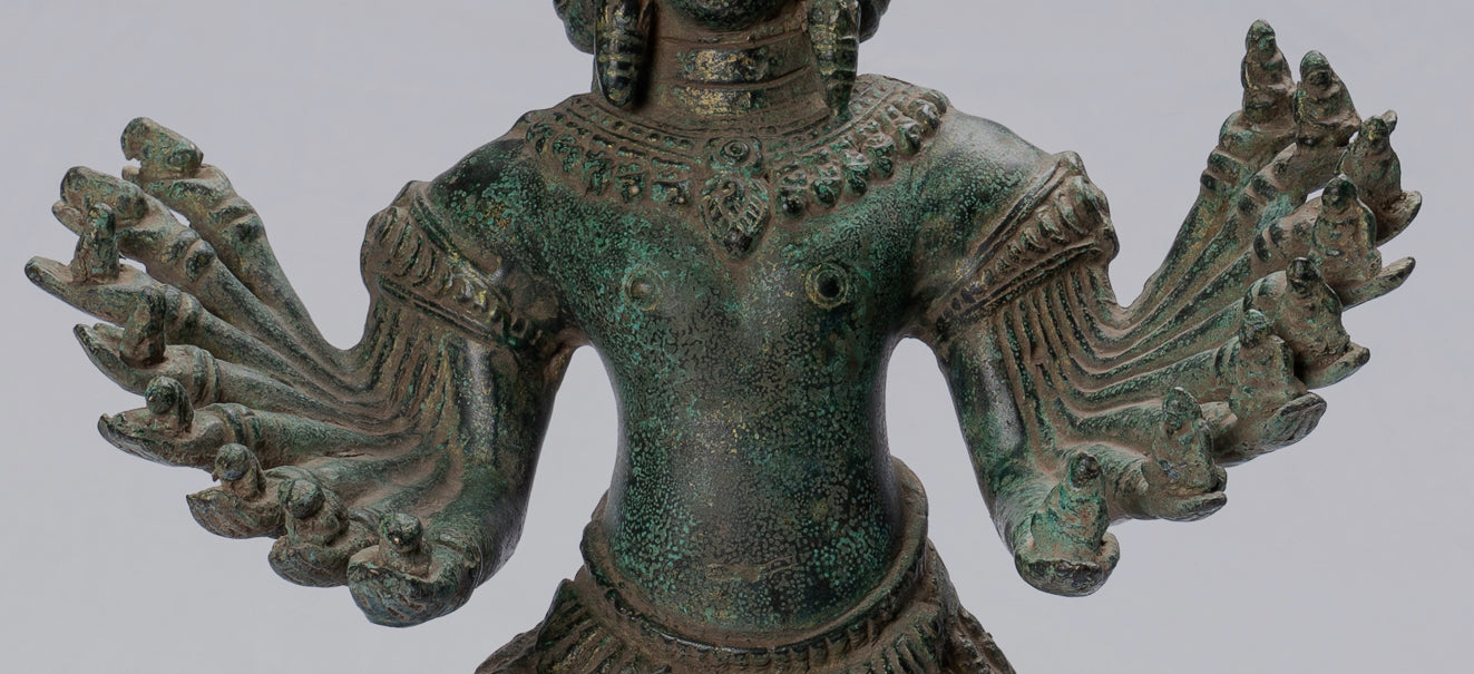 Antique Khmer Style Standing Bronze Angkor Wat Hevajra Statua - 59 cm/24 "di altezza