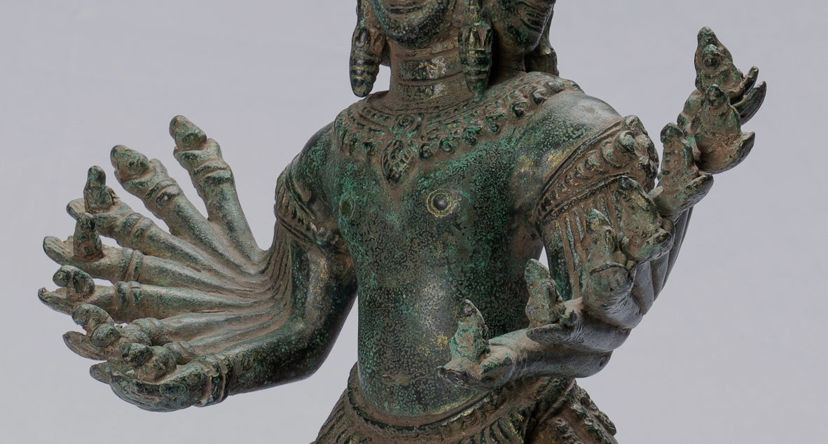 Antique Khmer Style Standing Bronze Angkor Wat Hevajra Statua - 59 cm/24 "di altezza