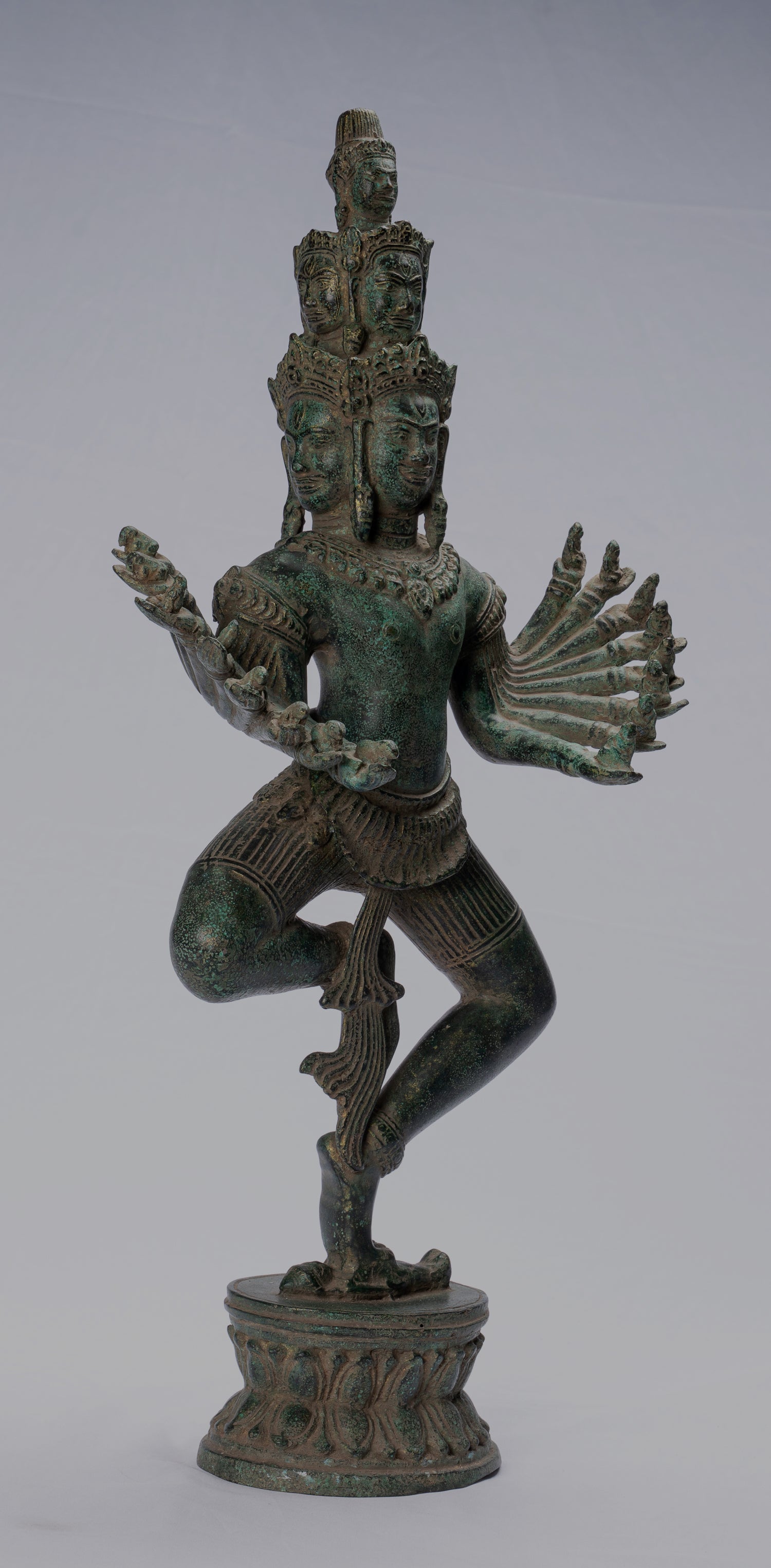 Antique Khmer Style Standing Bronze Angkor Wat Hevajra Statua - 59 cm/24 "di altezza