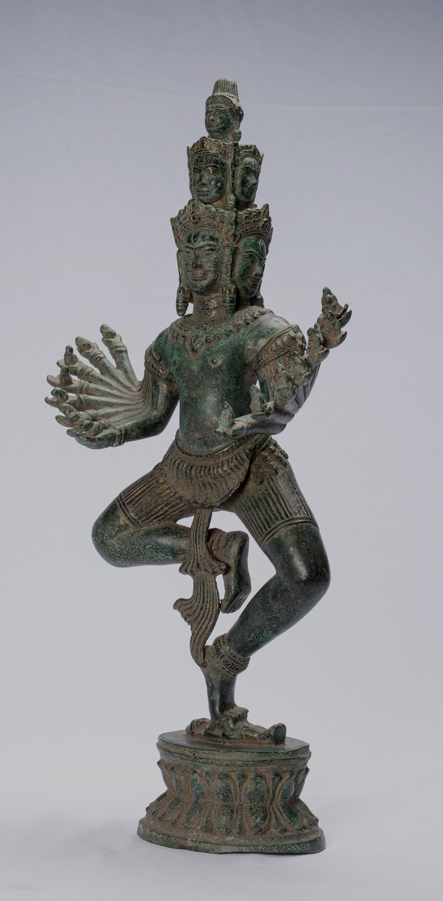 Antique Khmer Style Standing Bronze Angkor Wat Hevajra Statua - 59 cm/24 "di altezza