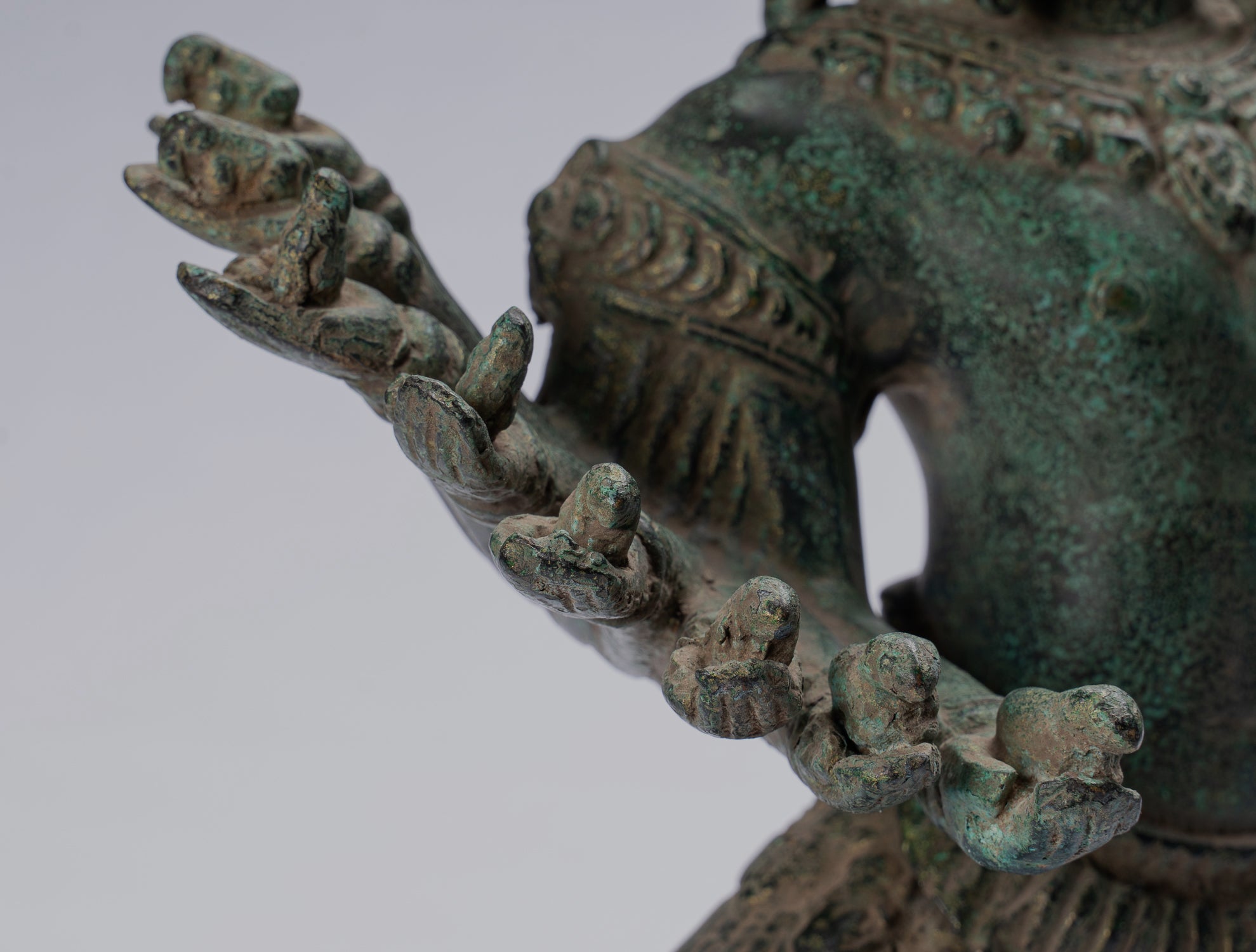 Antique Khmer Style Standing Bronze Angkor Wat Hevajra Statua - 59 cm/24 "di altezza