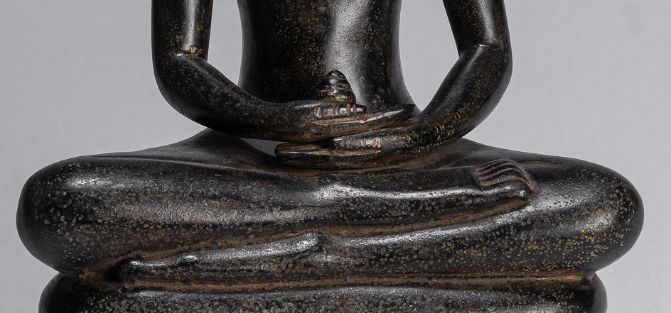 Statua Buddha - Antique Khmer in stile Khmer Meditazione seduta Meditazione Naga Buddha Statua - 42 cm/17 "