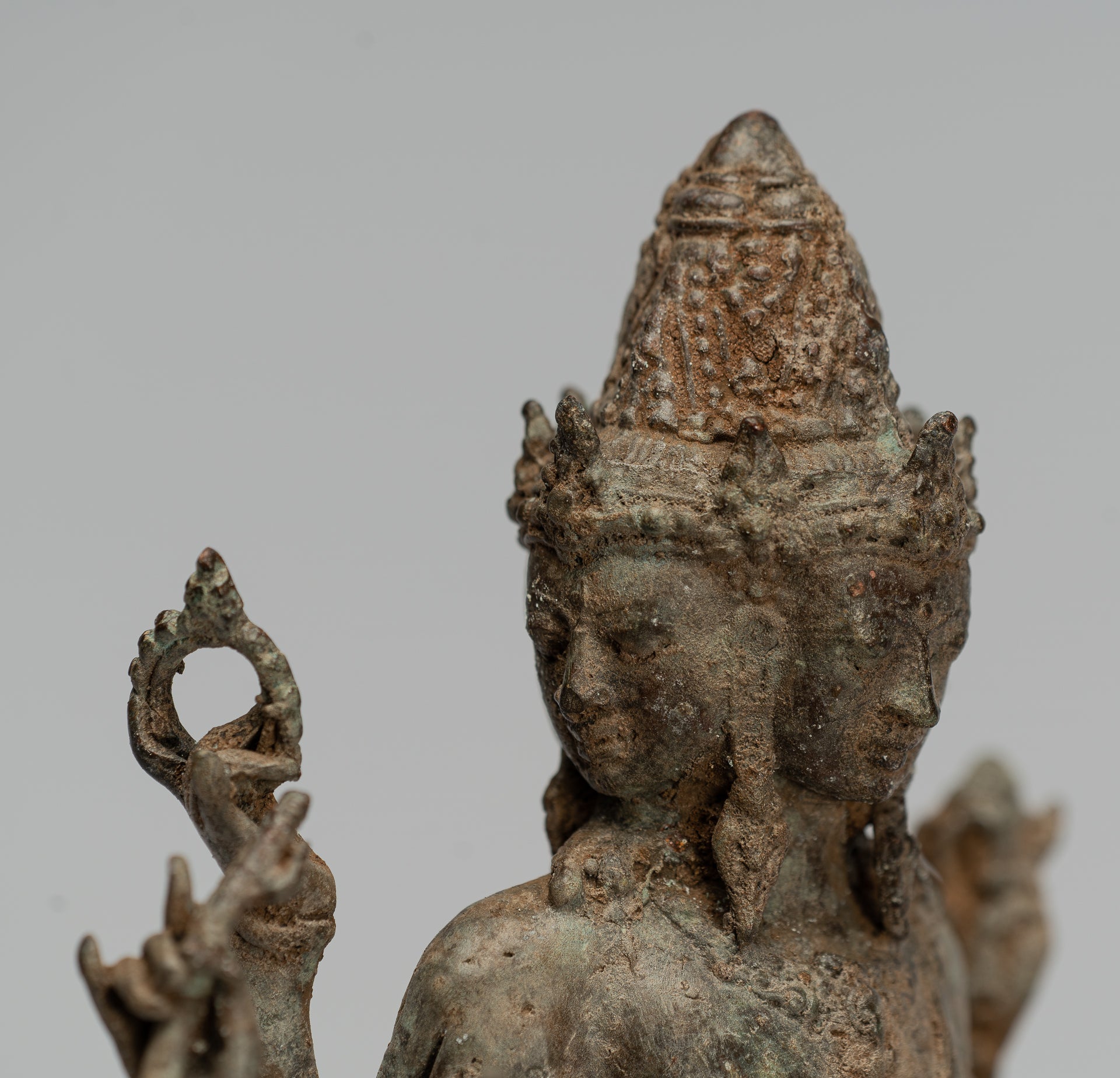 Brahma Statue - Antique Indonesian Style Majapahit Standing Bronze Brahma Statue - 29cm/12"