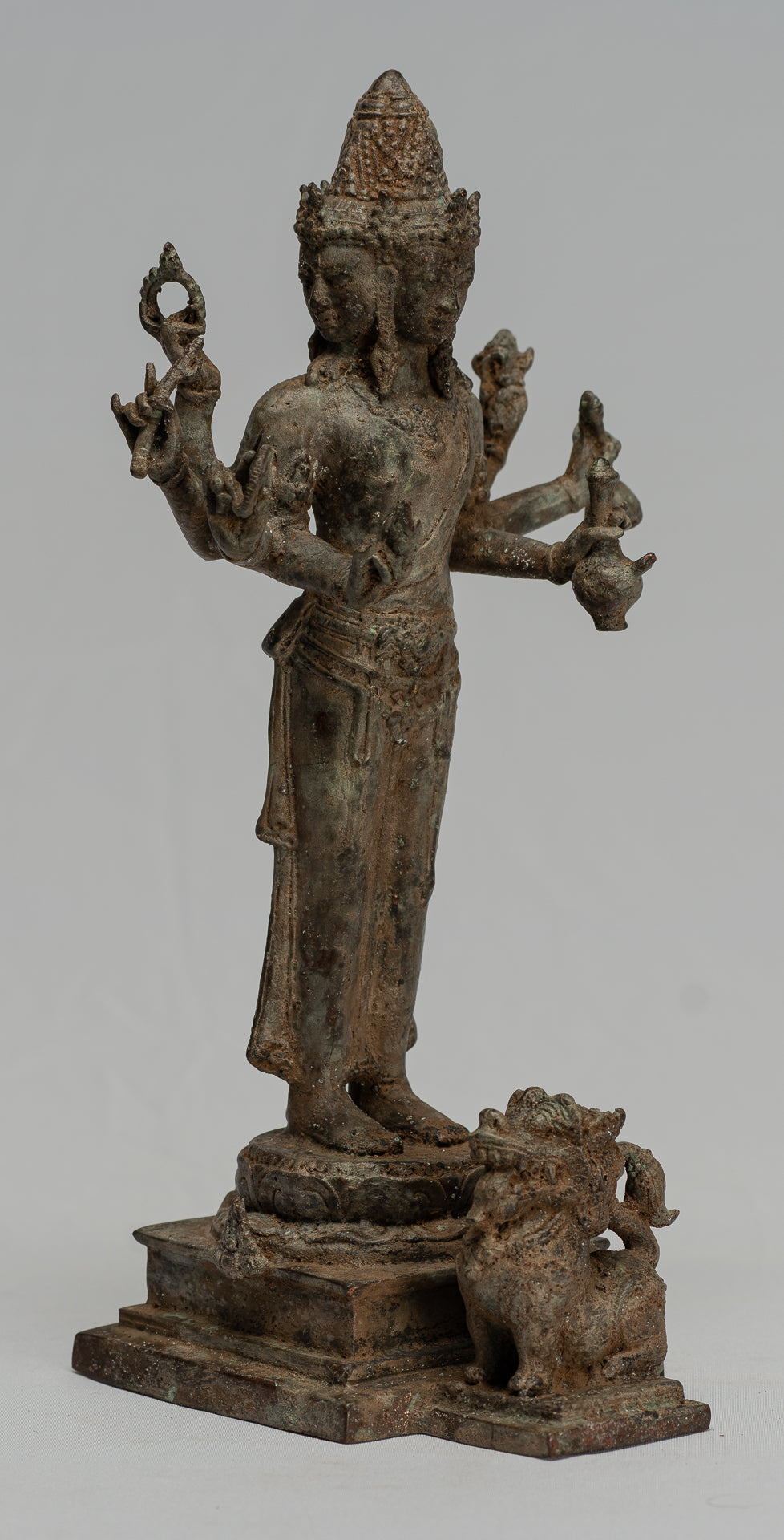 Brahma Statue - Antique Indonesian Style Majapahit Standing Bronze Brahma Statue - 29cm/12"