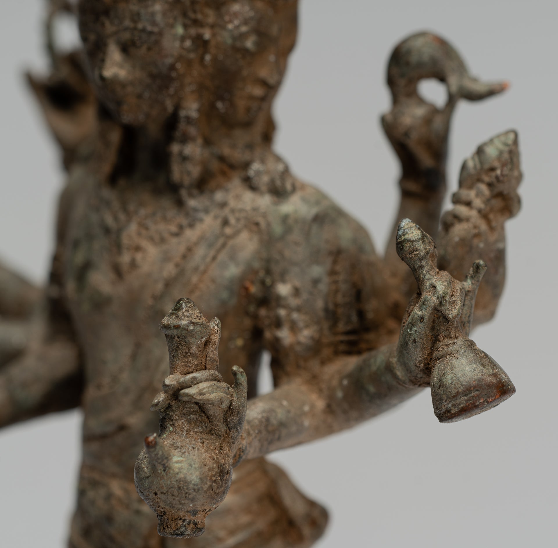 Brahma Statue - Antique Indonesian Style Majapahit Standing Bronze Brahma Statue - 29cm/12"