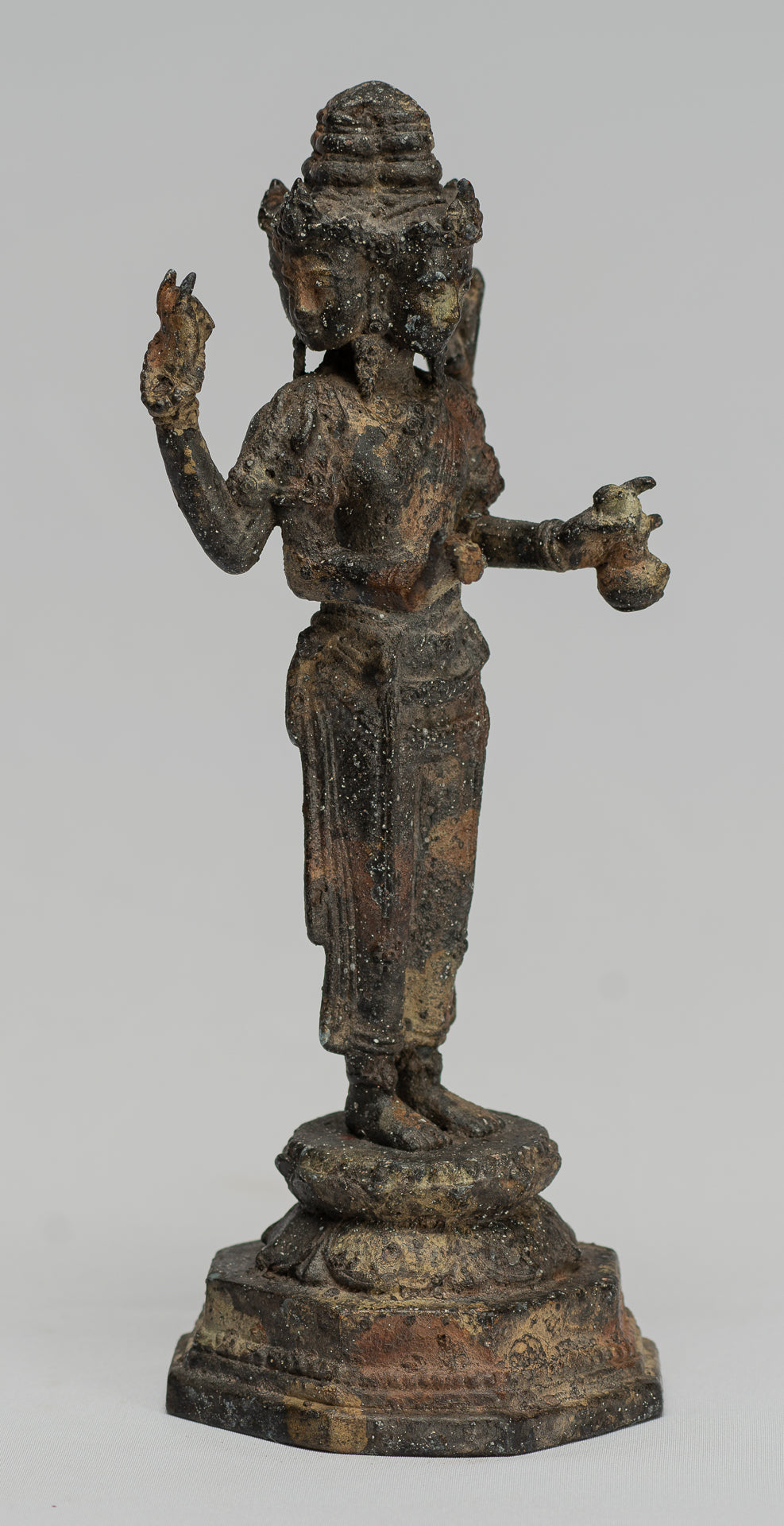 Statua Brahma - Antique stile indonesiano Majapahit in piedi Bronzo Brahma Statua - 23cm/9 "