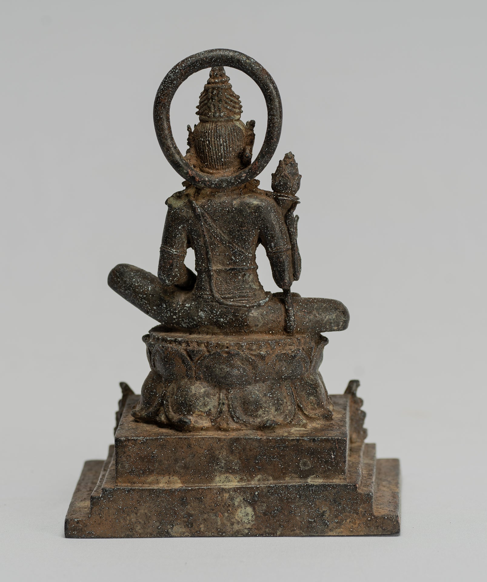 Tara Statue-Antike Java Style Majapahit Seated Bronze Devi Tara Statue-19cm/8 "
