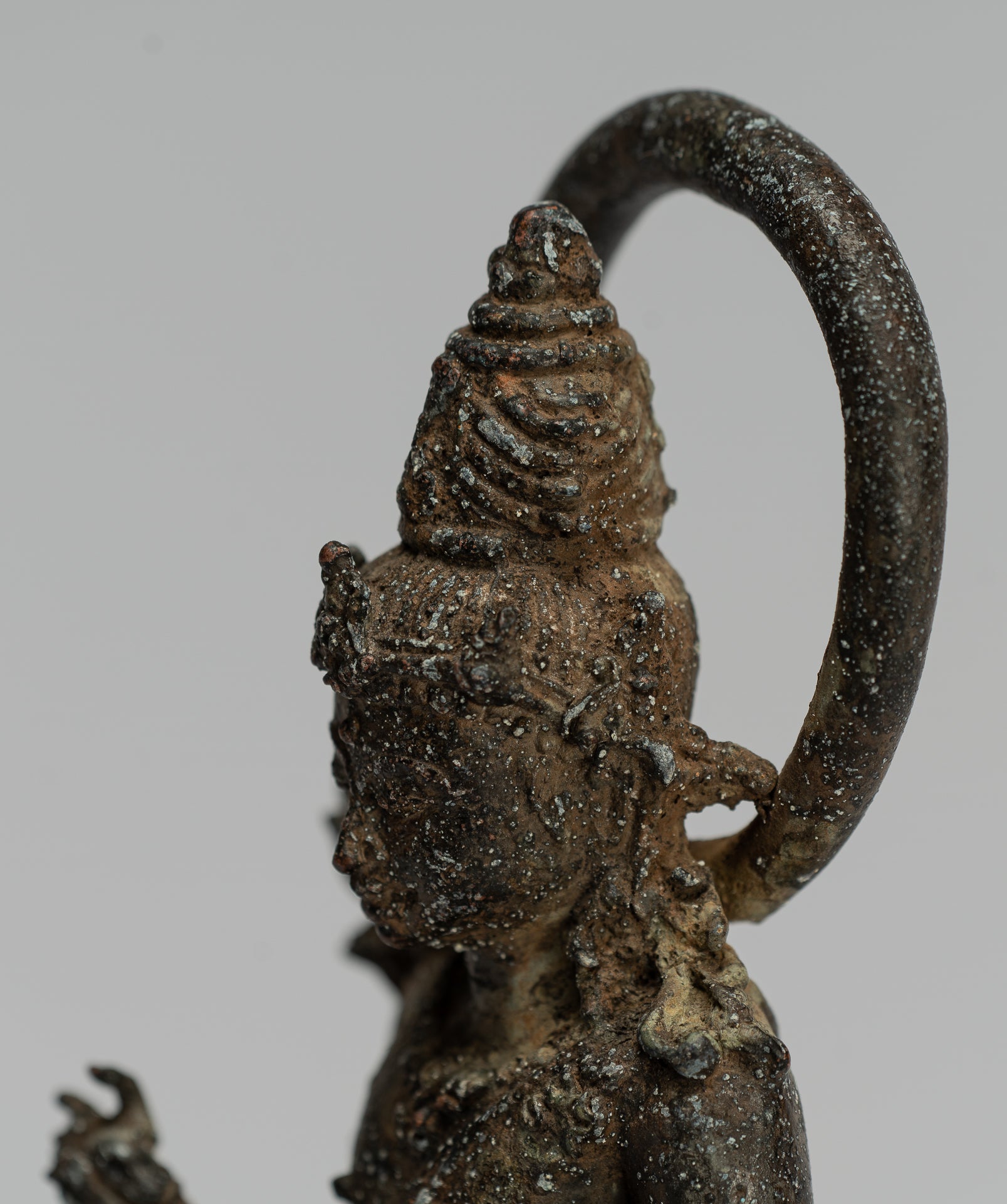 Tara Statue-Antike Java Style Majapahit Seated Bronze Devi Tara Statue-19cm/8 "