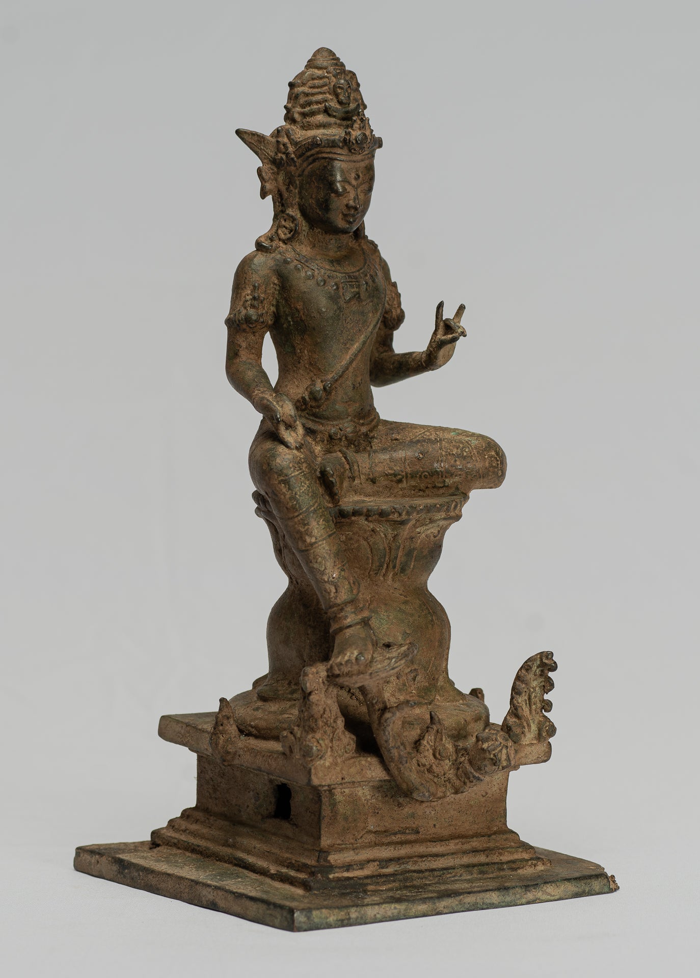 Shiva Statue-Antike Indonesische Stil Bronze Javanesisch Seated Majapahit Shiva Statue-28cm/11 "