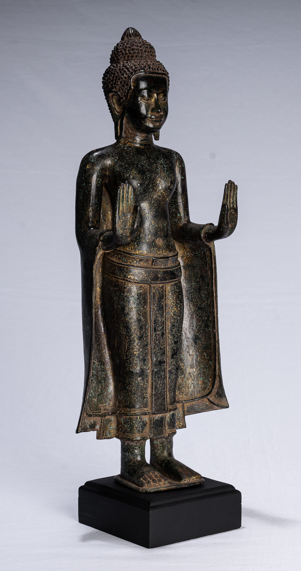 Buddha Statue mit Antiker Khmer Stil Bronze Stehende Abhaya Schutz Buddha Statue mit 50cm/20"