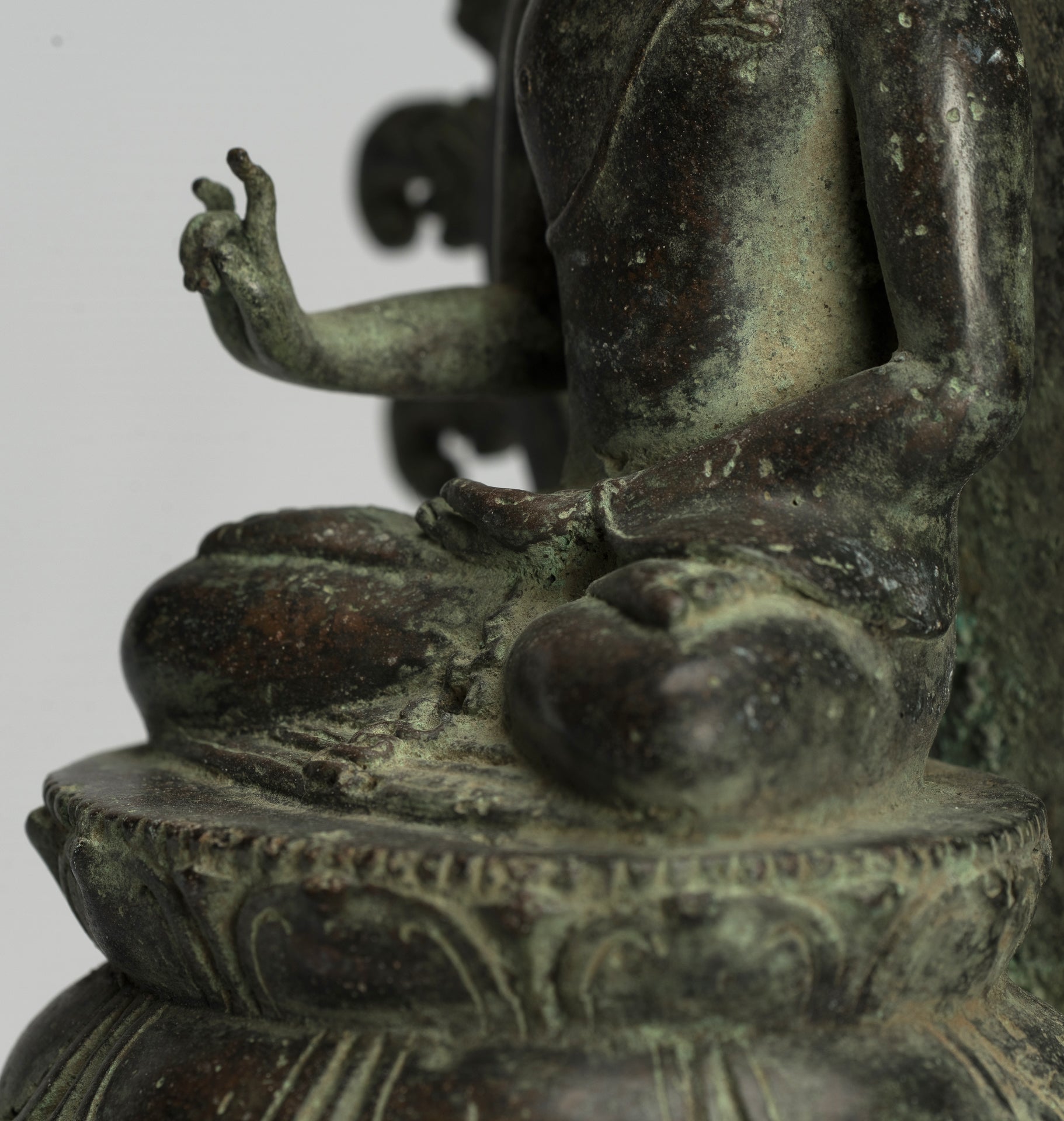 Estatua de Buda - Estilo indonesio antiguo de bronce sentado Javanés Buda - 25 cm/10 "