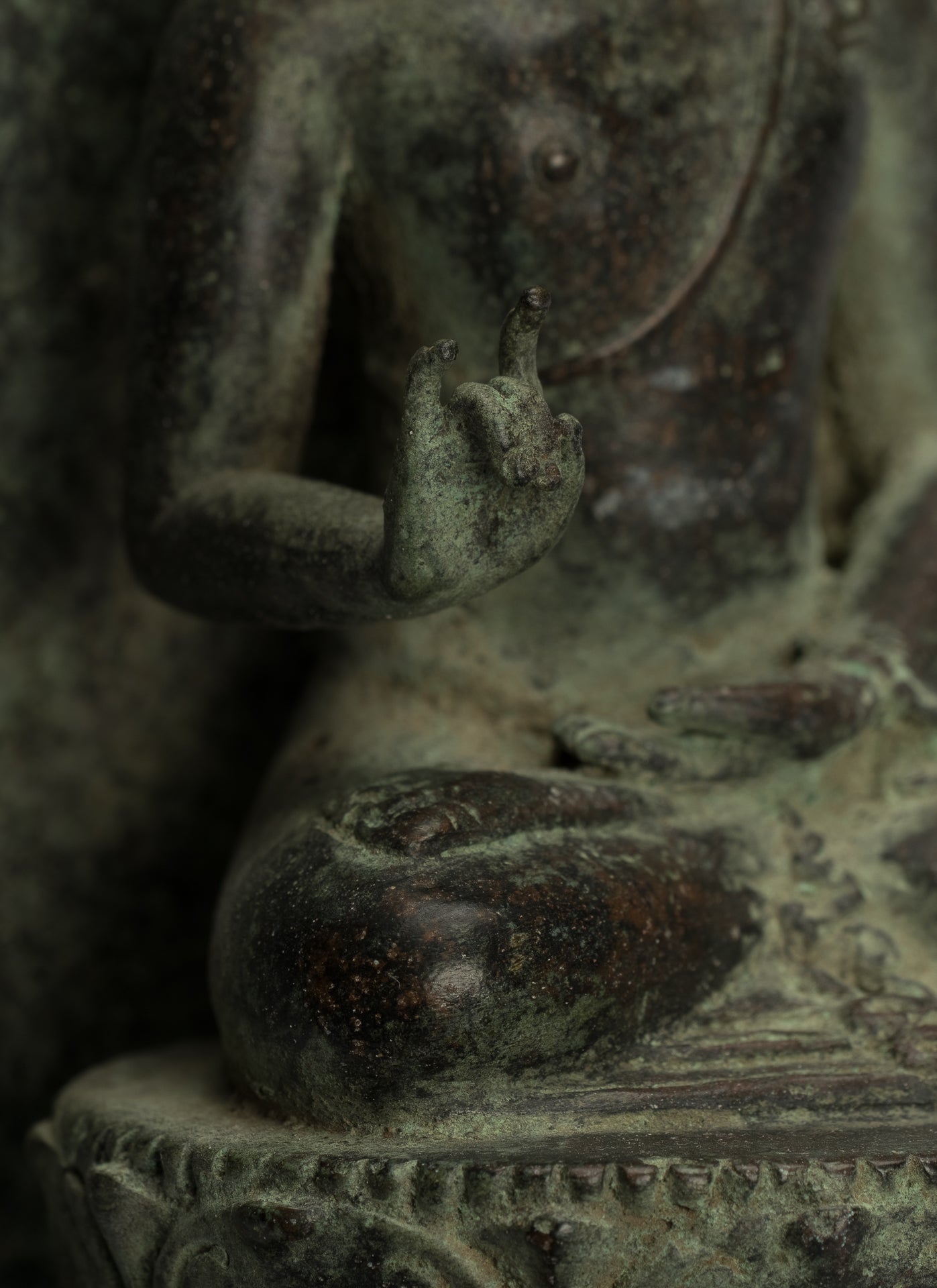 Estatua de Buda - Estilo indonesio antiguo de bronce sentado Javanés Buda - 25 cm/10 "