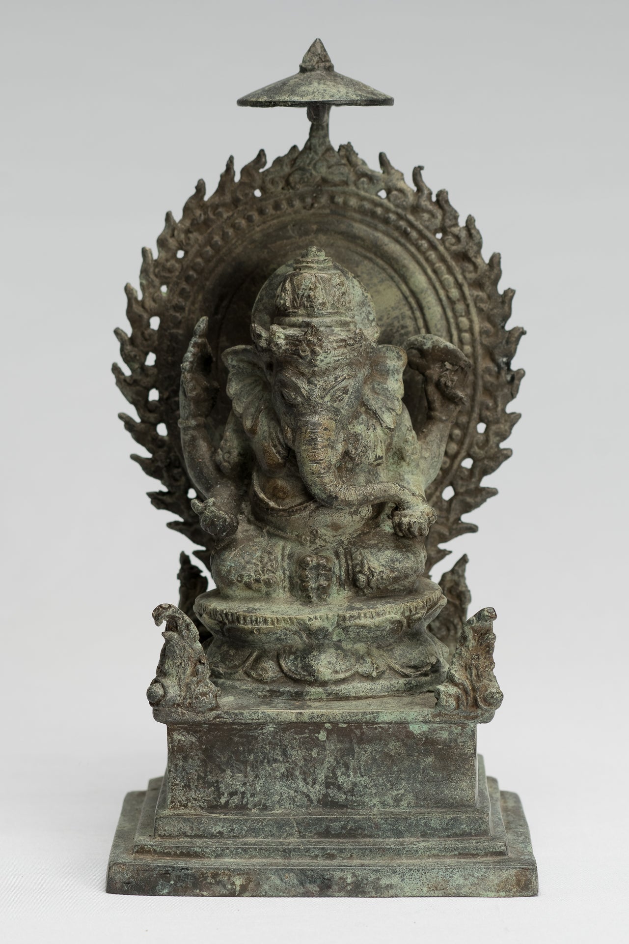 Estatua de Ganesha - Estatua de Ganesha de bronce de estilo javanés antiguo - 23 cm/9 "