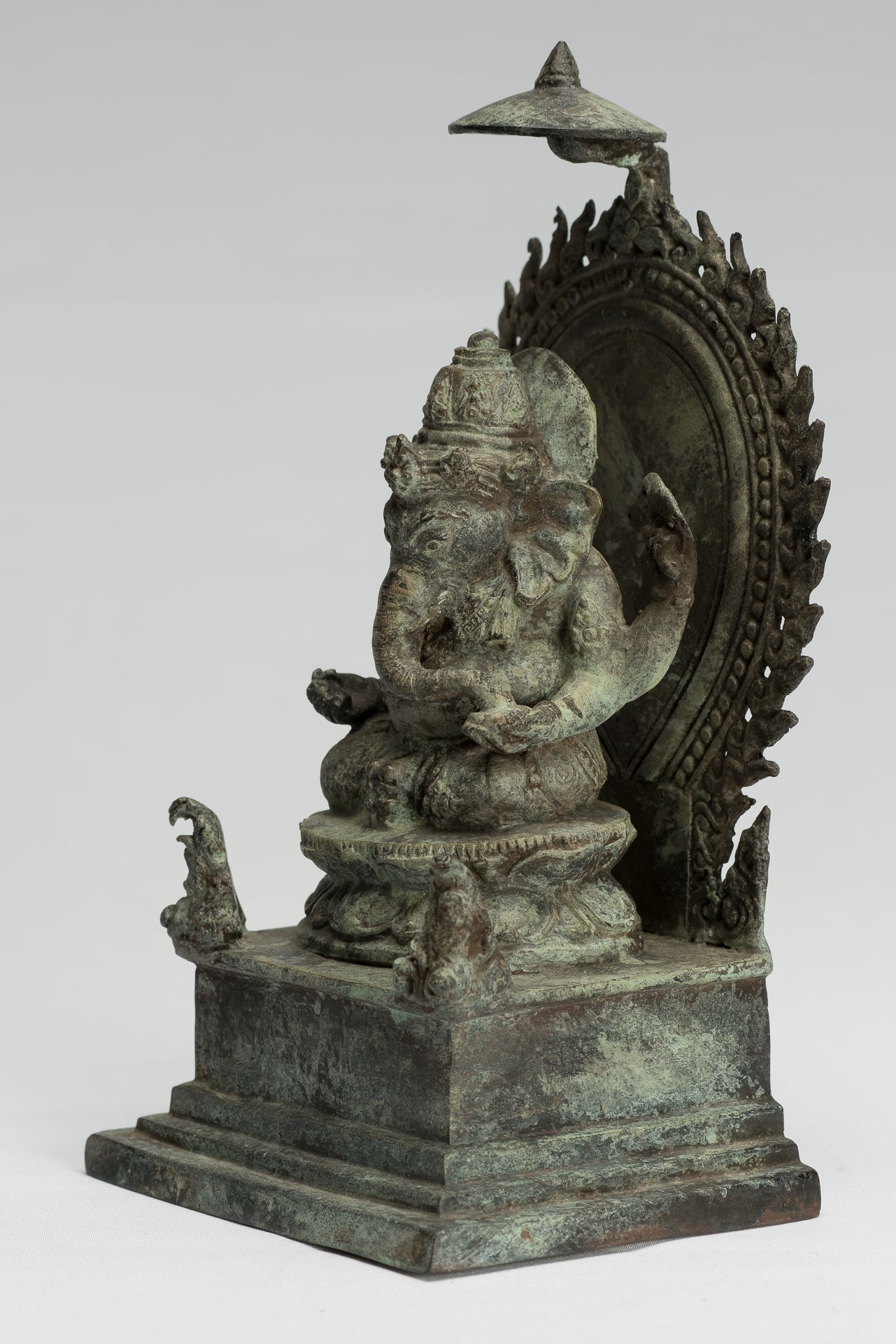 Estatua de Ganesha - Estatua de Ganesha de bronce de estilo javanés antiguo - 23 cm/9 "