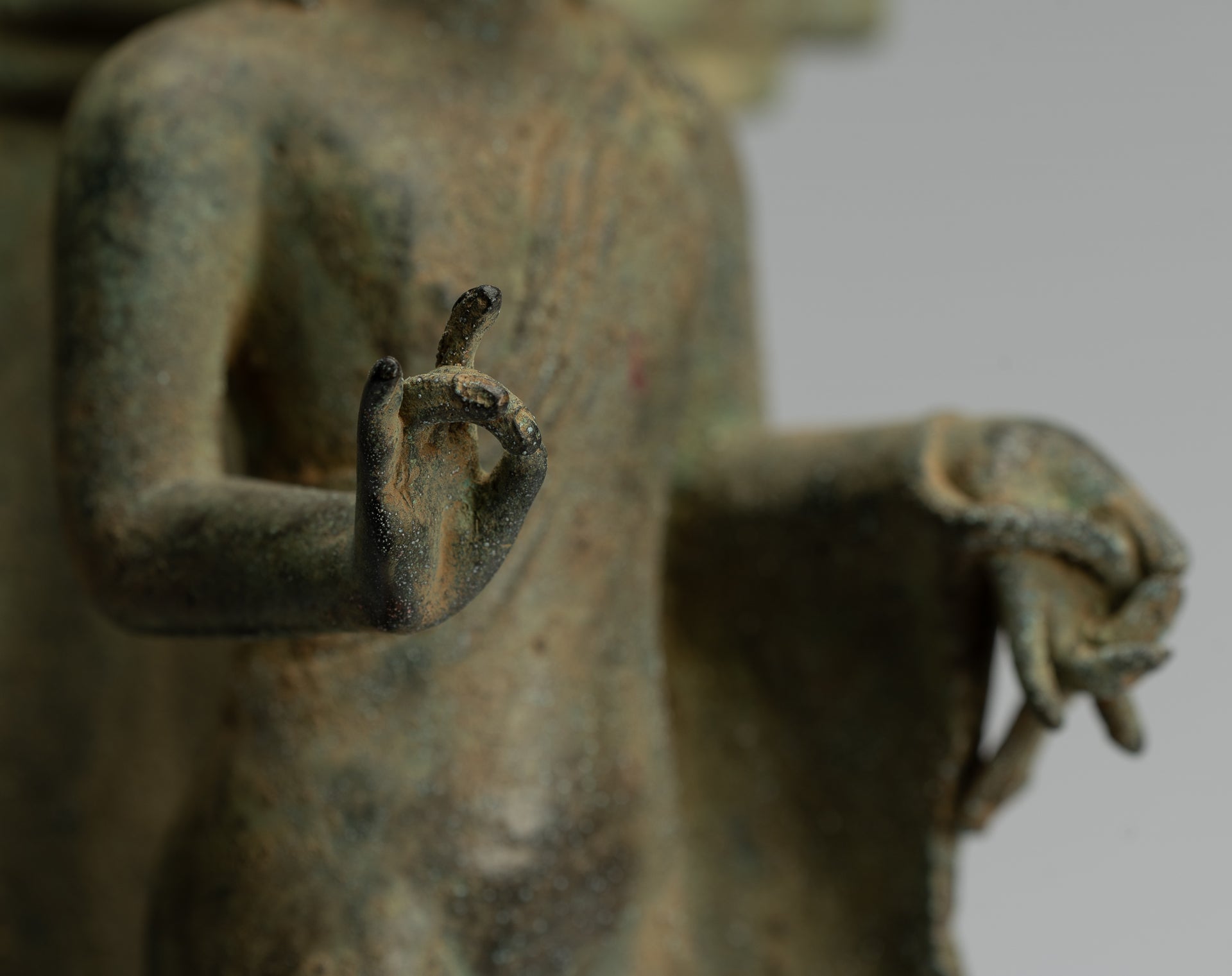 Buddha Statue - Antique Indonesian Style Standing Bronze Javanese Teaching Buddha - 36cm/14"