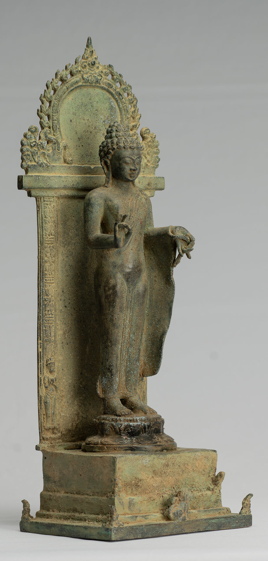 Buddha Statue - Antique Indonesian Style Standing Bronze Javanese Teaching Buddha - 36cm/14"