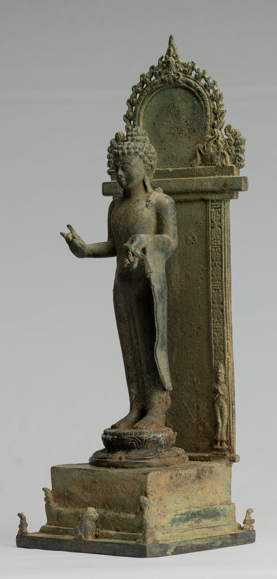 Buddha Statue - Antique Indonesian Style Standing Bronze Javanese Teaching Buddha - 36cm/14"