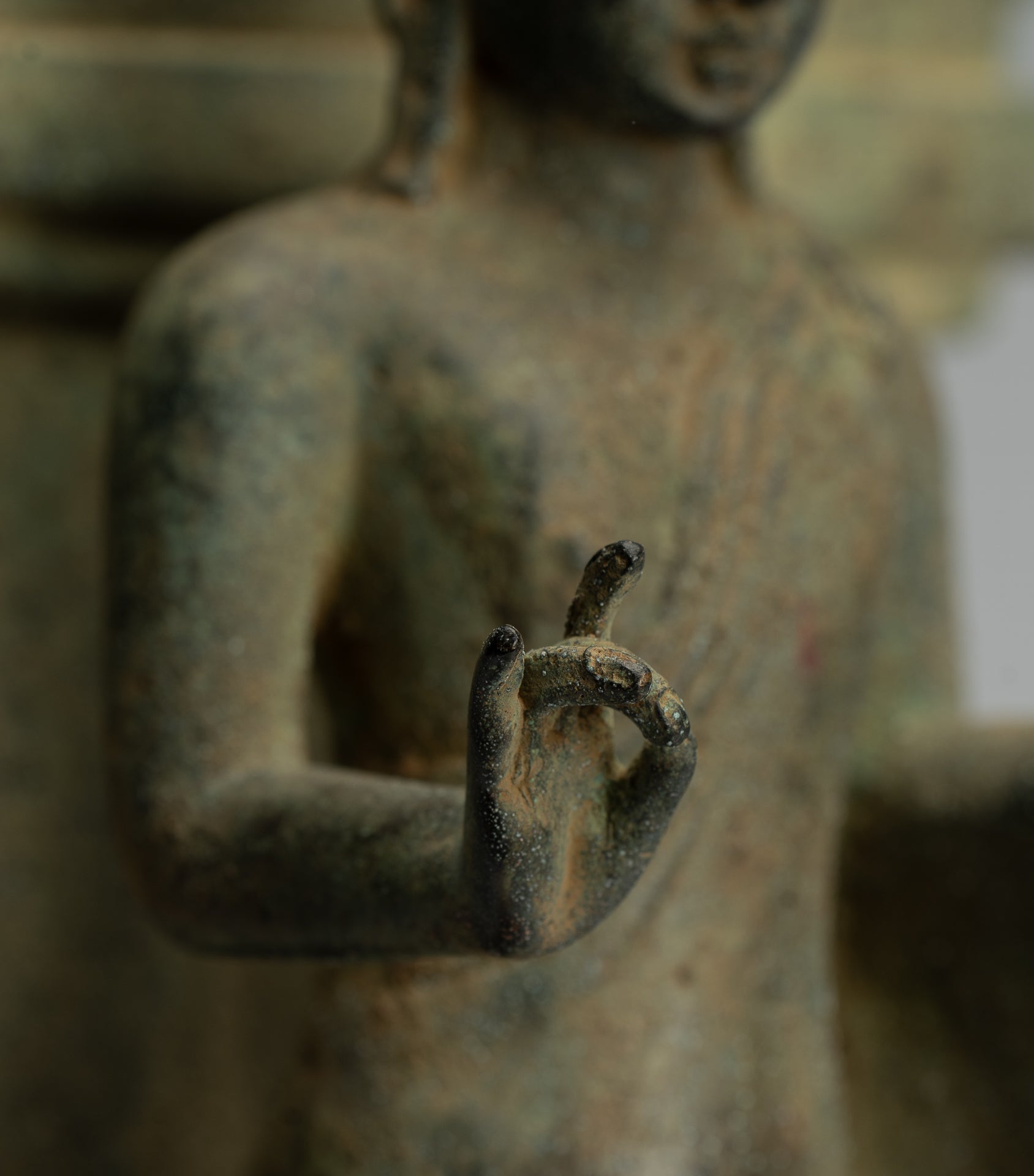 Buddha Statue - Antique Indonesian Style Standing Bronze Javanese Teaching Buddha - 36cm/14"