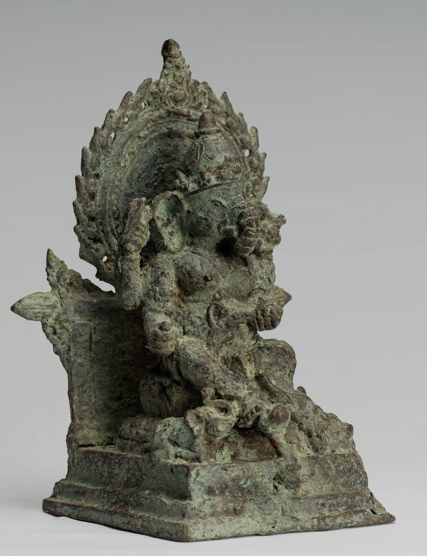 Ganesha Statue-Antike Javanese Style Bronze Seated Indonesian Ganesha Statue-25cm/10 "