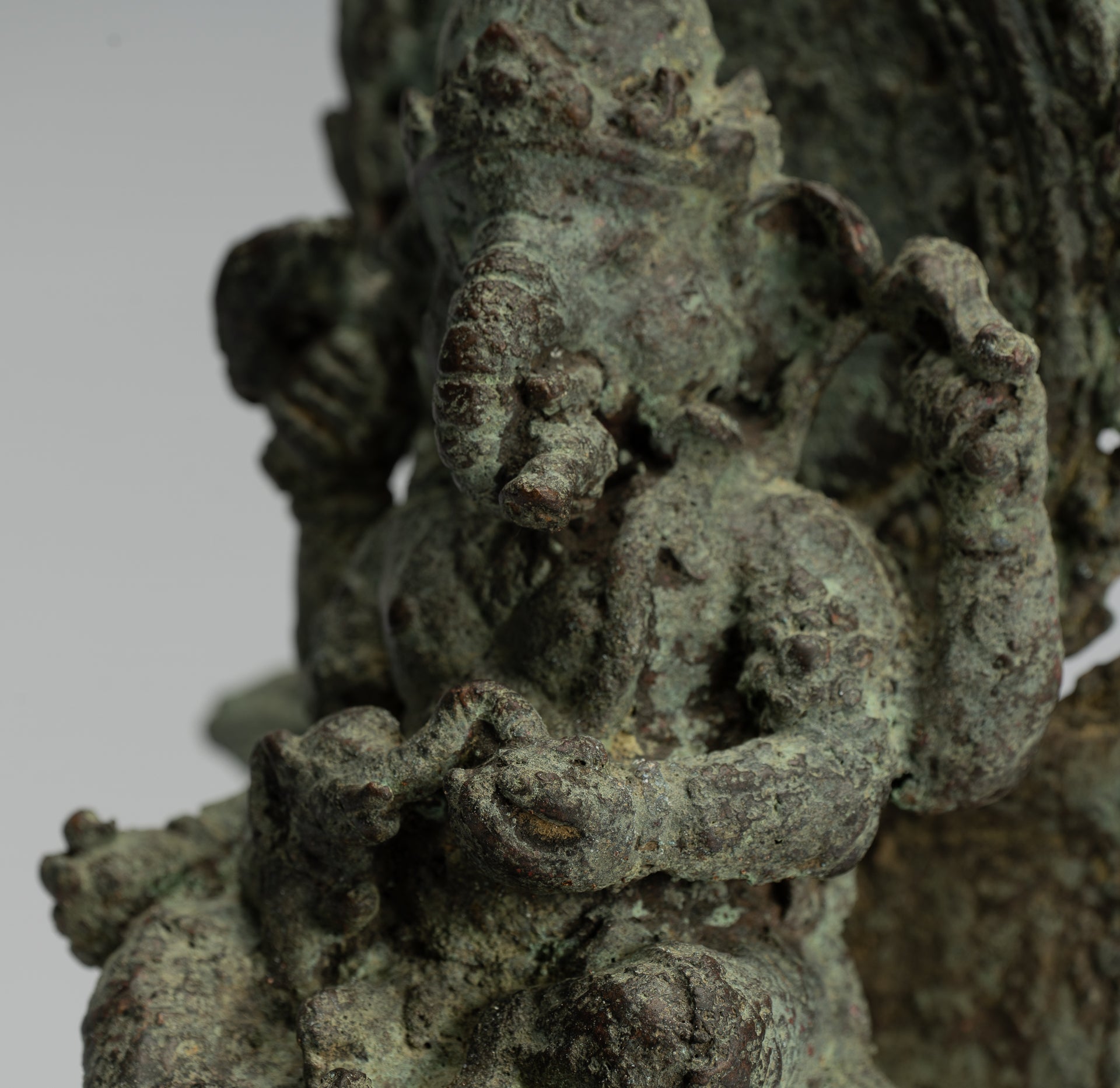 Ganesha Statue-Antike Javanese Style Bronze Seated Indonesian Ganesha Statue-25cm/10 "