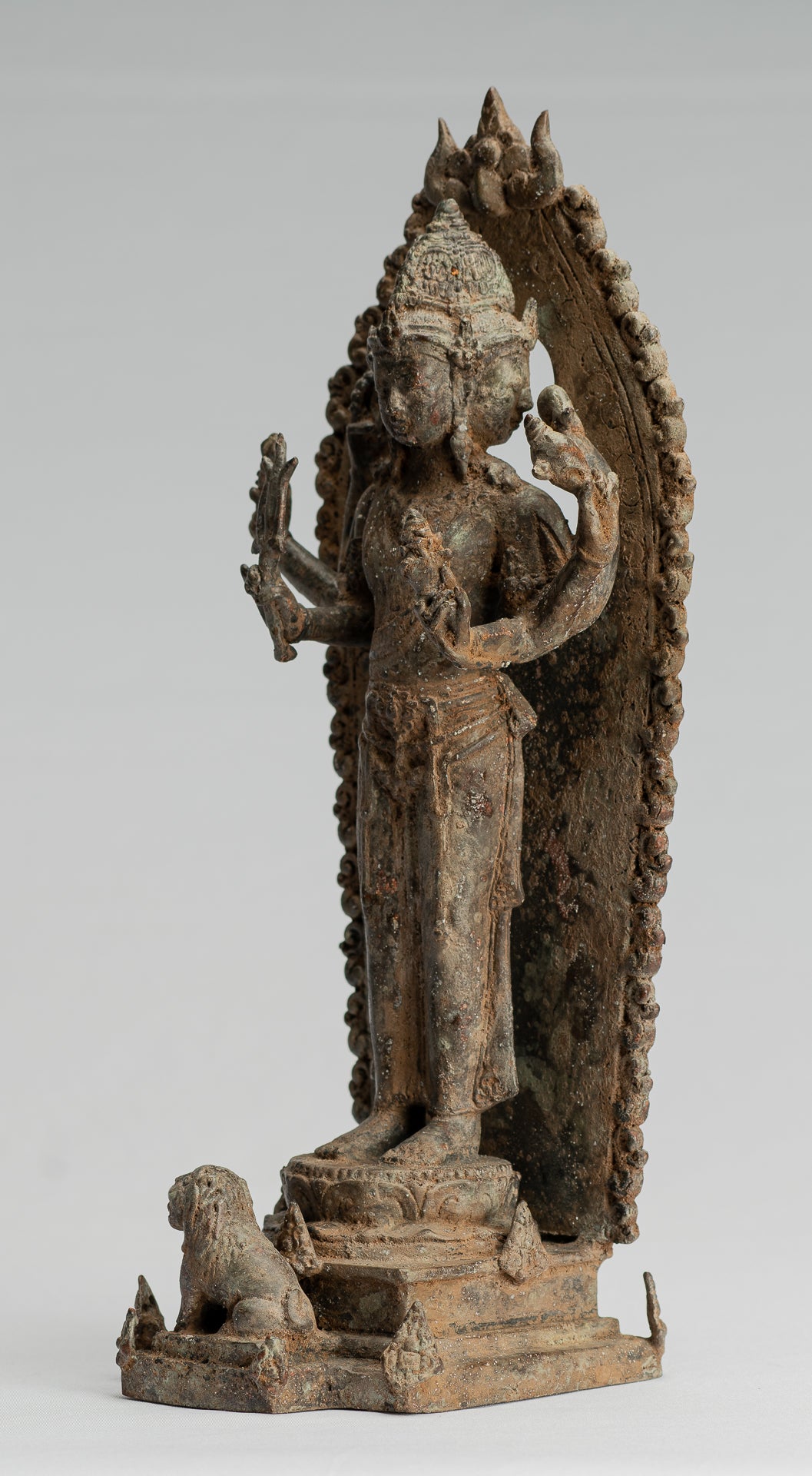 Brahma-Statue – Antike Majapahit-Bronze-Brahma-Statue im indonesischen Stil – 31 cm/12 Zoll