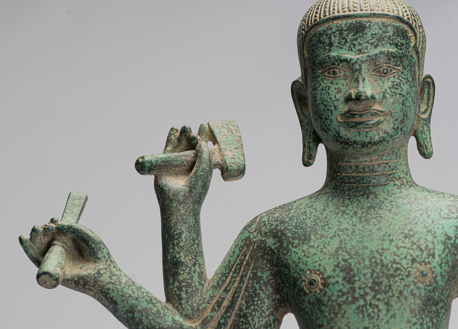 Statue Vishnu - Antique Khmer Style Bronze Bayon Statue Vishnu - 54cm/22 "