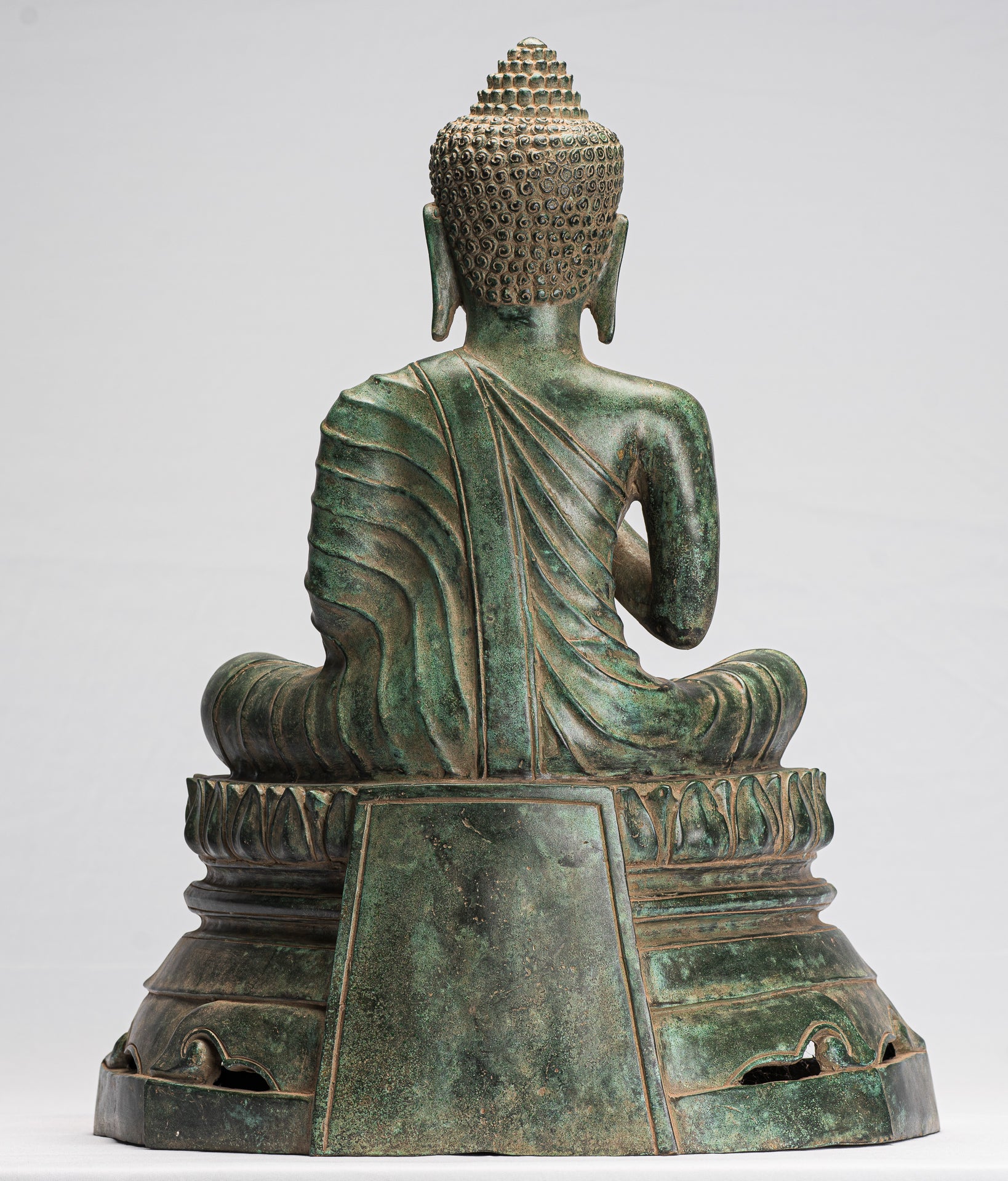 Statue di Buddha - Antique Khmer Style Bronzo Statua Buddha Dharmachakra Insegnamento Mudra - 51 cm/20 "