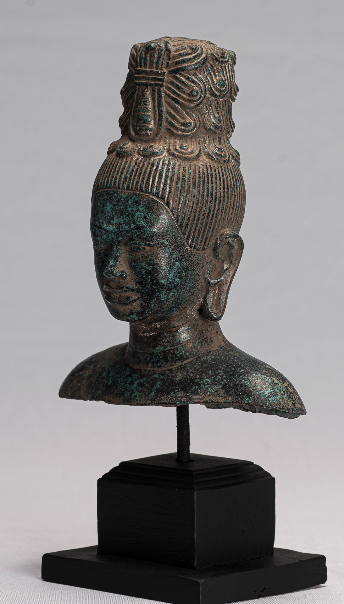 Antique Khmer in stile Monte in bronzo montato in bronzo Maitreya Buddha Statua - 30 cm/12 "