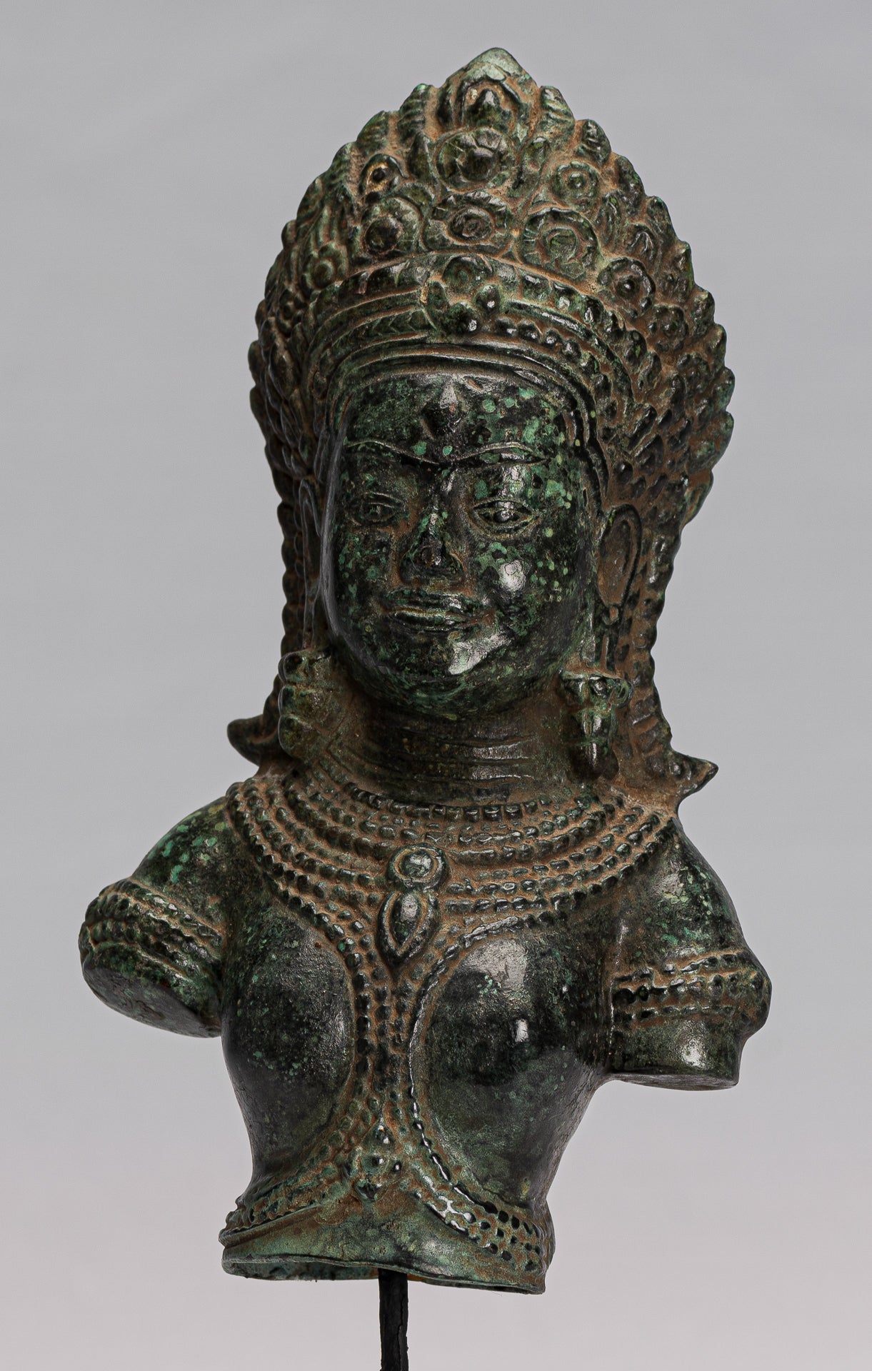 Statua Lakshmi - Antique Khmer Style Lakshmi / Devi Consort of Vishnu Torso - 27cm / 11 "