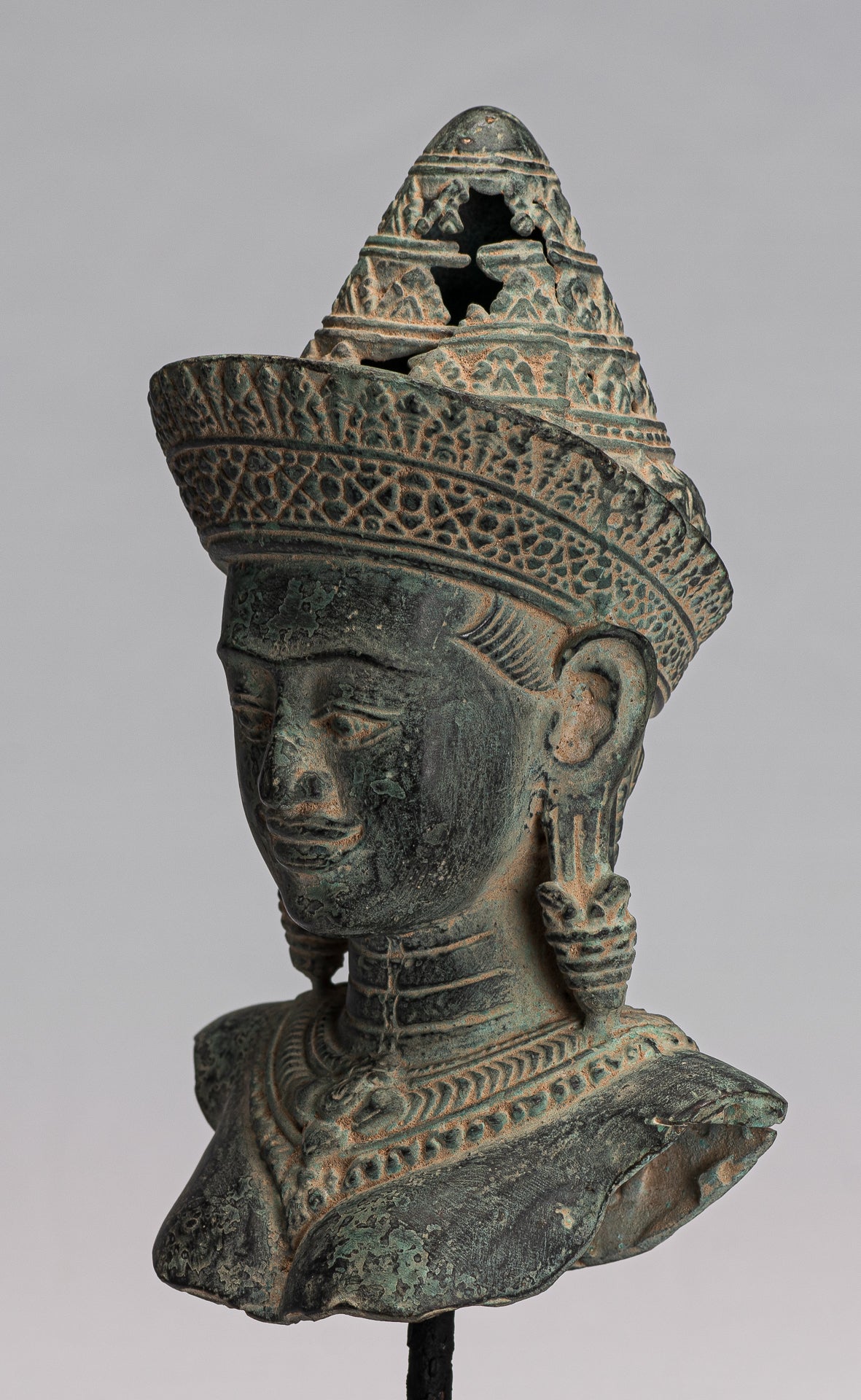 Lakshmi Statue - Antique Khmer Style Lakshmi / Devi Consort of Vishnu Torso - 26 cm / 10 "