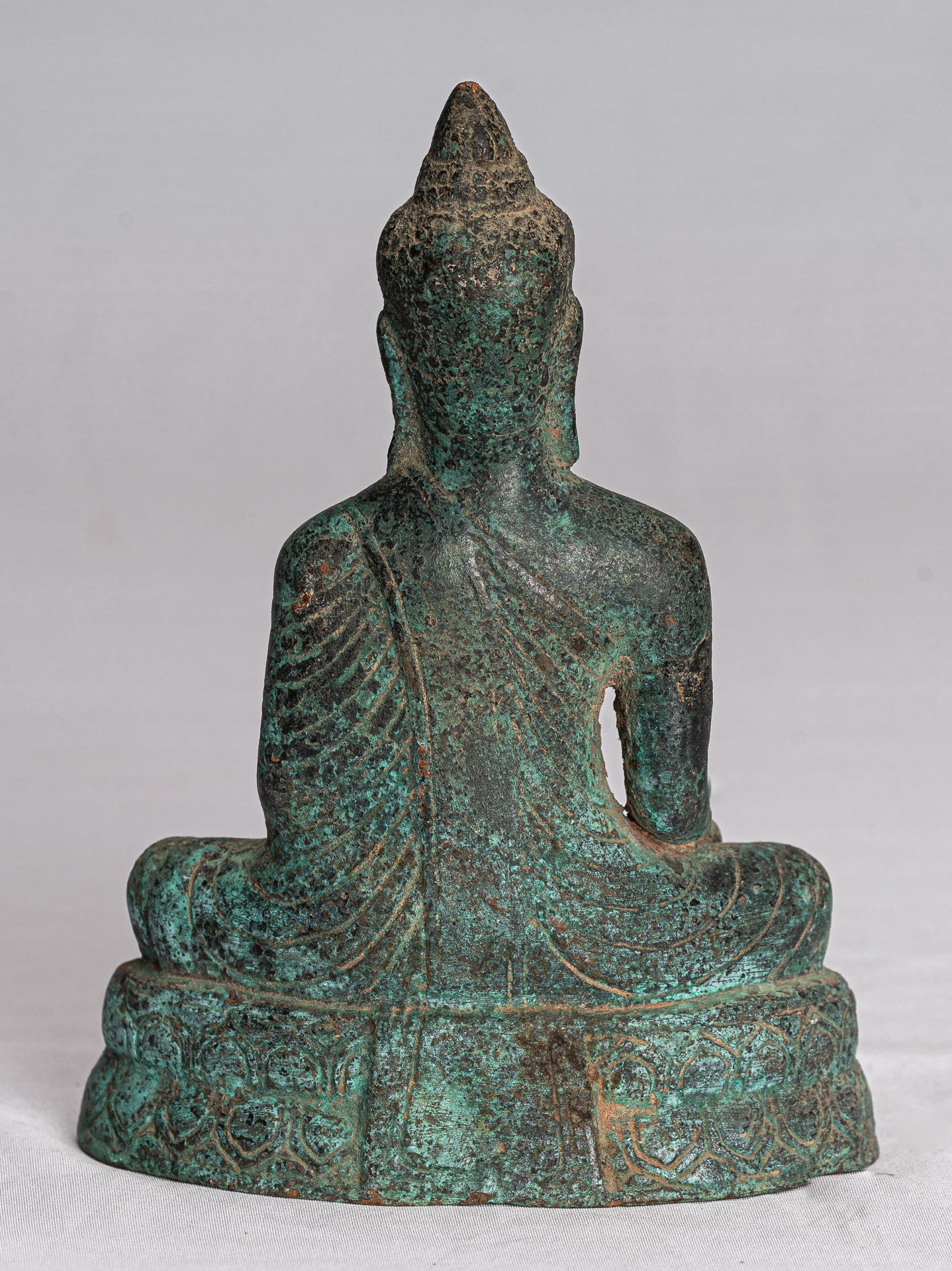 Buddha Statue-Antike Khmer Style Bronze Seated Enlightenment Angkor Buddha Statue -16cm/6 "