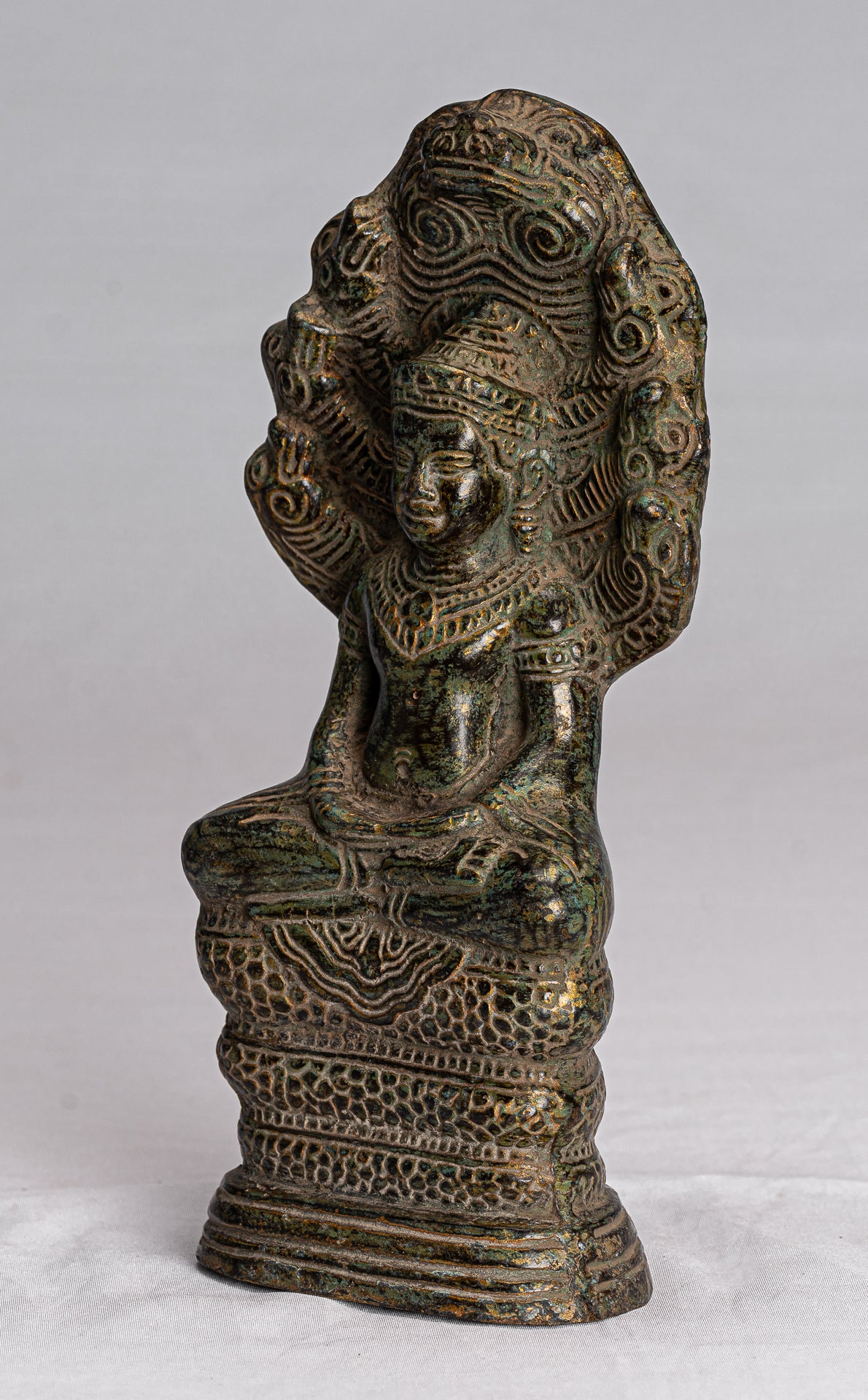 Estatua de Buda - Estilo de bayón antiguo Khmer Meditación Naga Naga Buddha - 21 cm/8 "