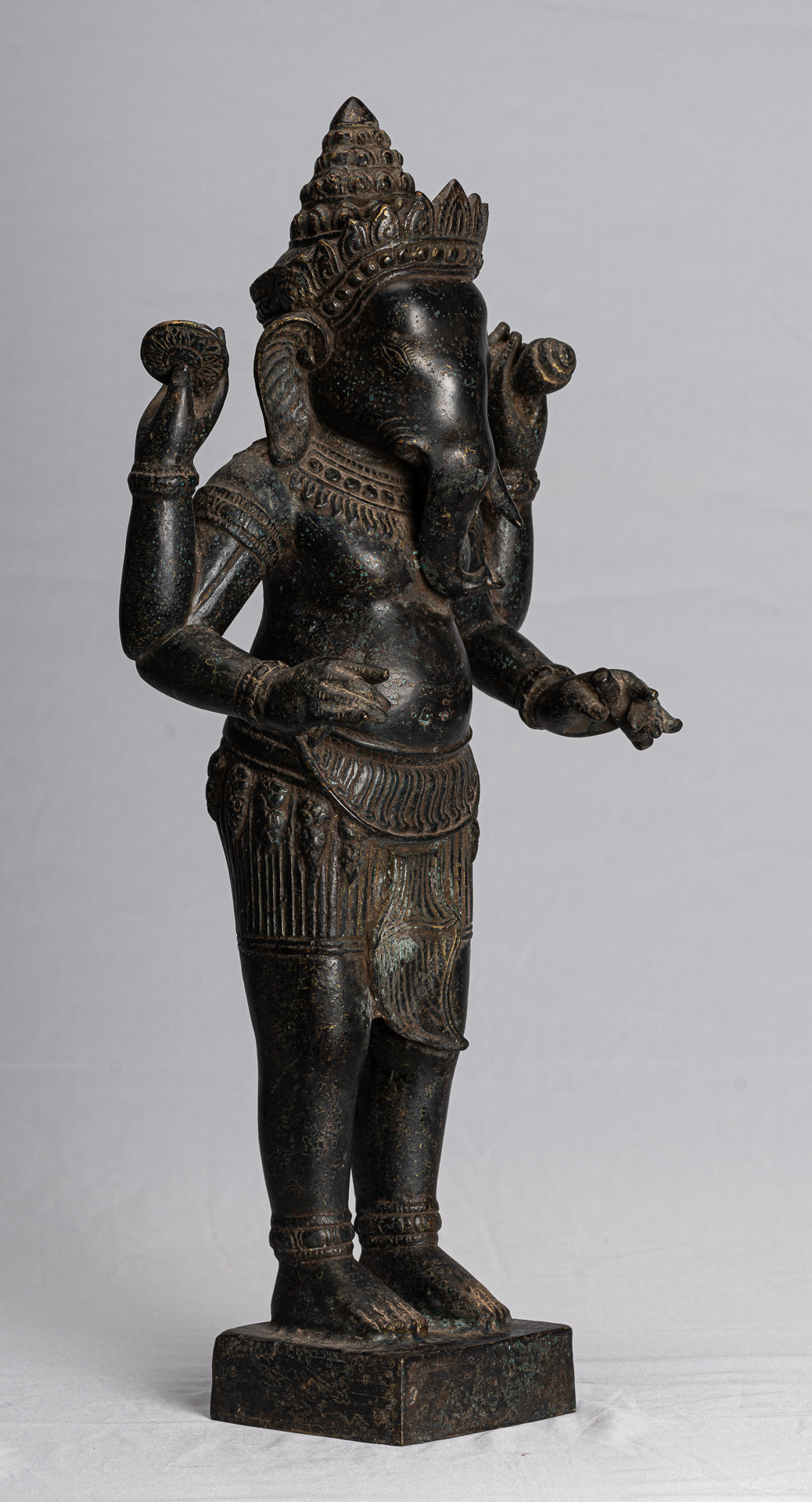 Ganesha Statue.Antike Khmer Stil Montiert Stehende Bronze Angkor Wat Ganesha Statue 8554cm/22"