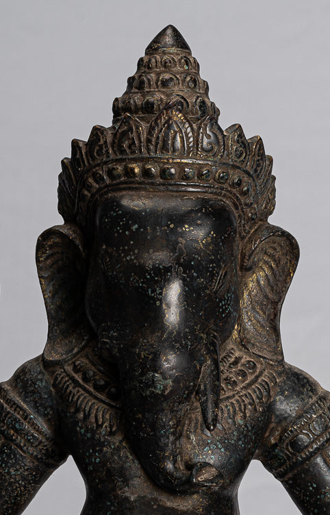 Ganesha Statue.Antike Khmer Stil Montiert Stehende Bronze Angkor Wat Ganesha Statue 8554cm/22"