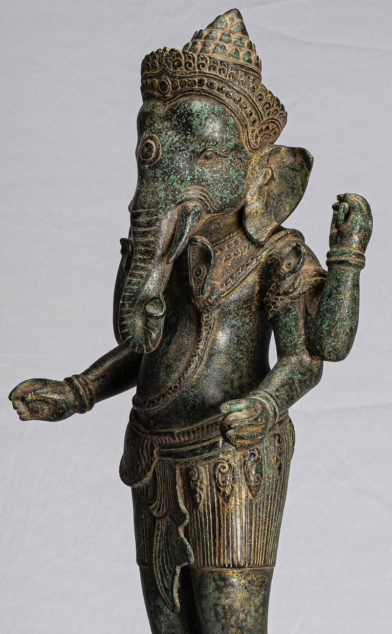 Ganesha Statue-Antique Khmer Style Mounted bronze Angkor Wat Ganesha Statue-59cm/24 "
