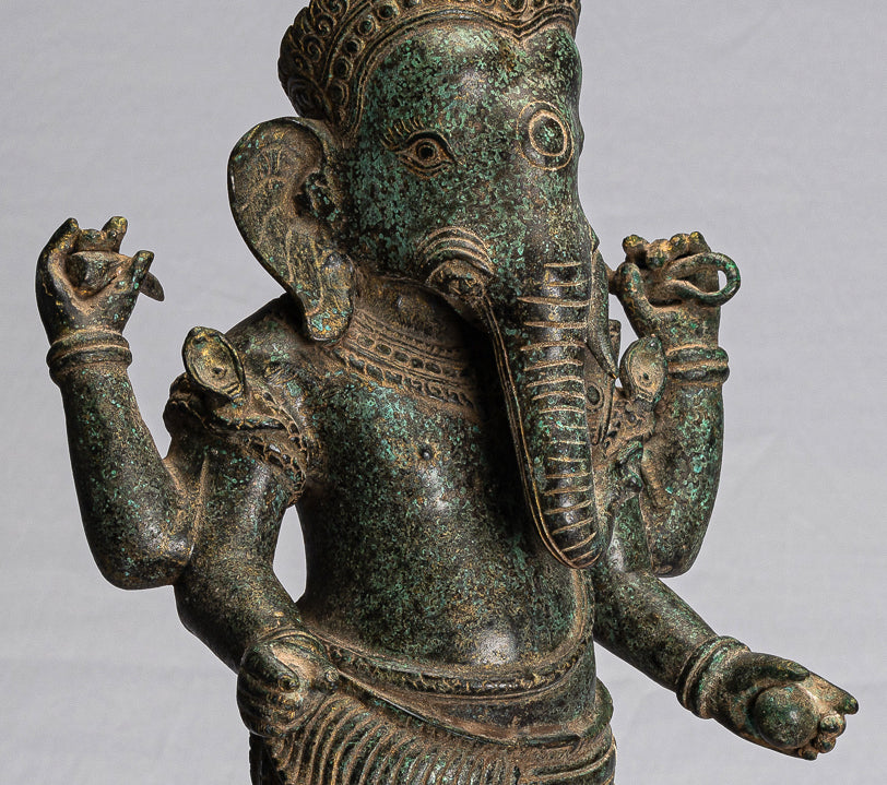 Ganesha Statue-Antique Khmer Style Mounted bronze Angkor Wat Ganesha Statue-59cm/24 "