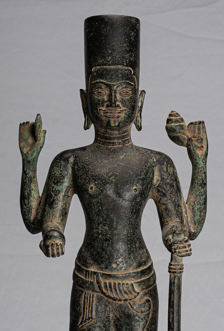 Antique Khmer Style Phnom Kulen Vishnu Statua - Protettore e Conserver - 58Cm/23 "