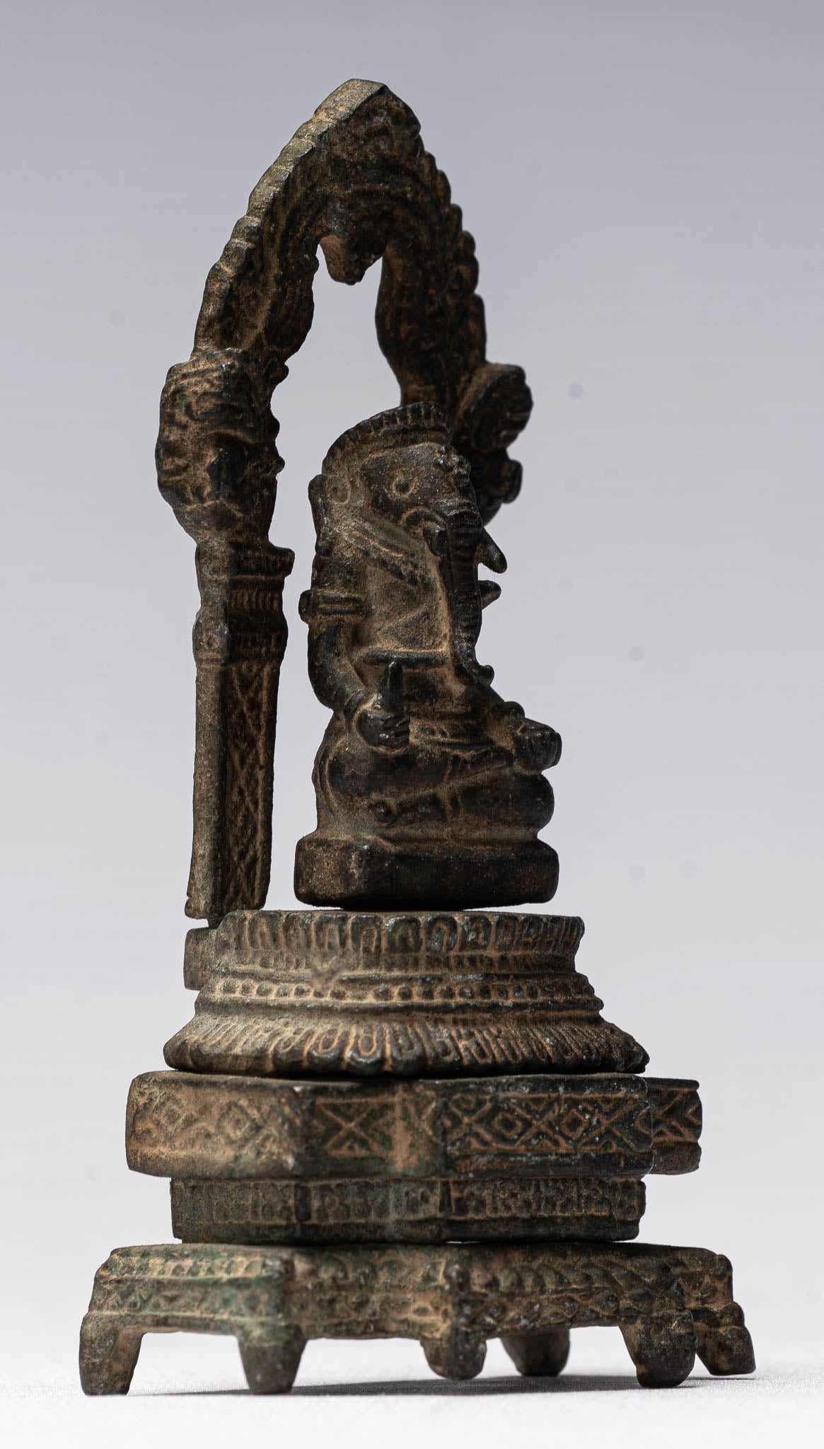 Estatua de Ganesha - Estatua de bronce entronizado de estilo antiguo de bronce entronizado - 11 cm/4 "