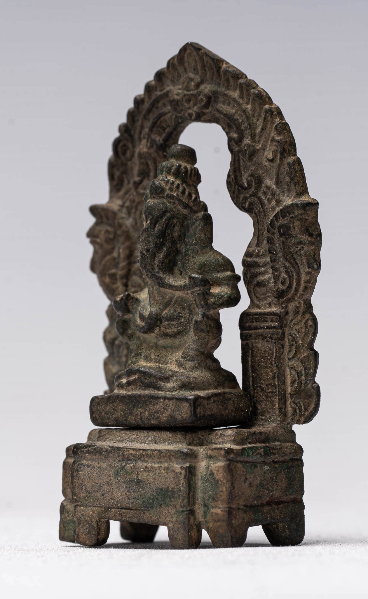 Ganesha Statue-Antike thailändische Stil Enthroned Bronze Seated Ganesha Statue-6.5cm/3"