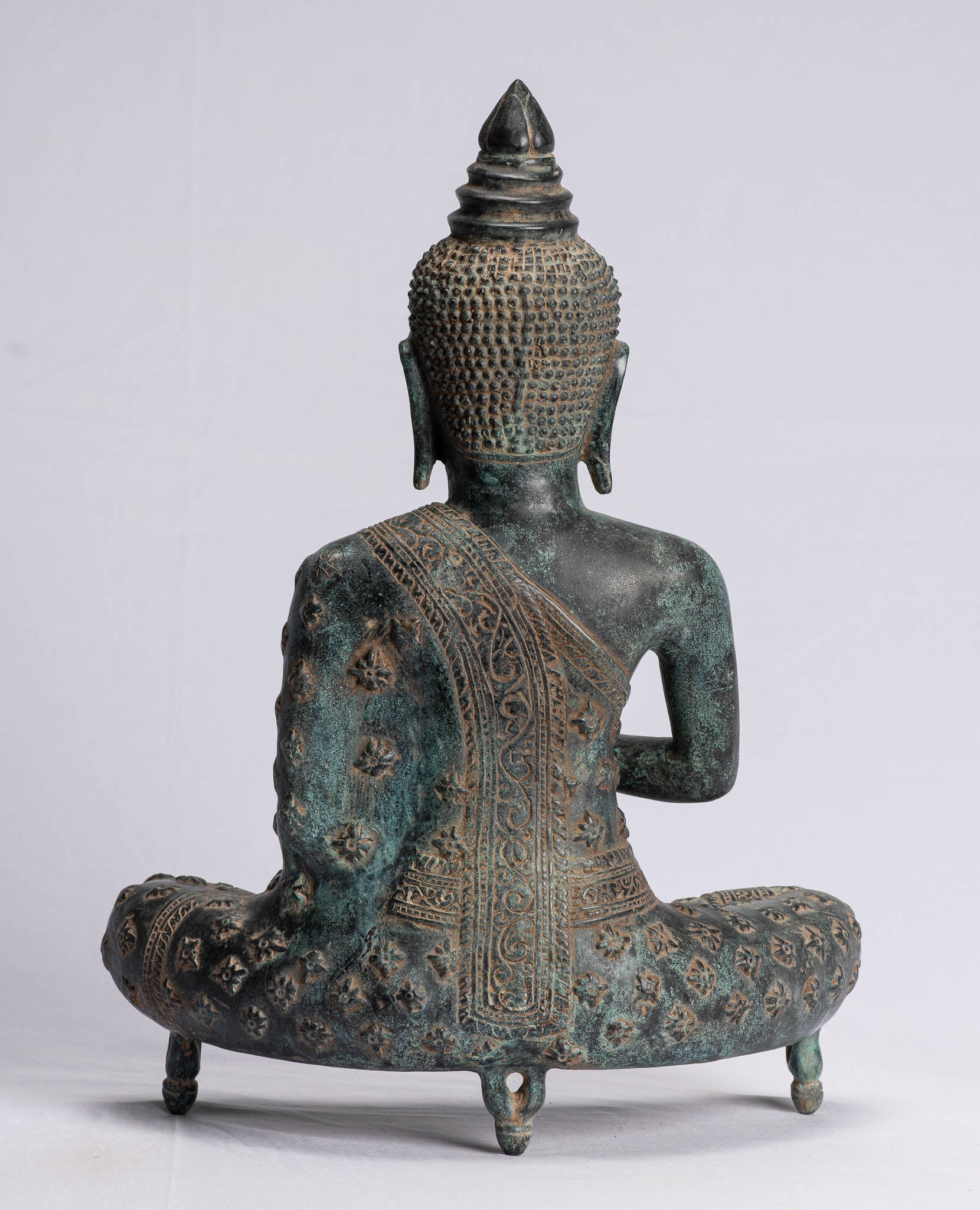 Bouddha Statue-Bouddha-Antique Khmer Style Seated Bronze Buddha Statue Teaching Mudra-45cm/18 "