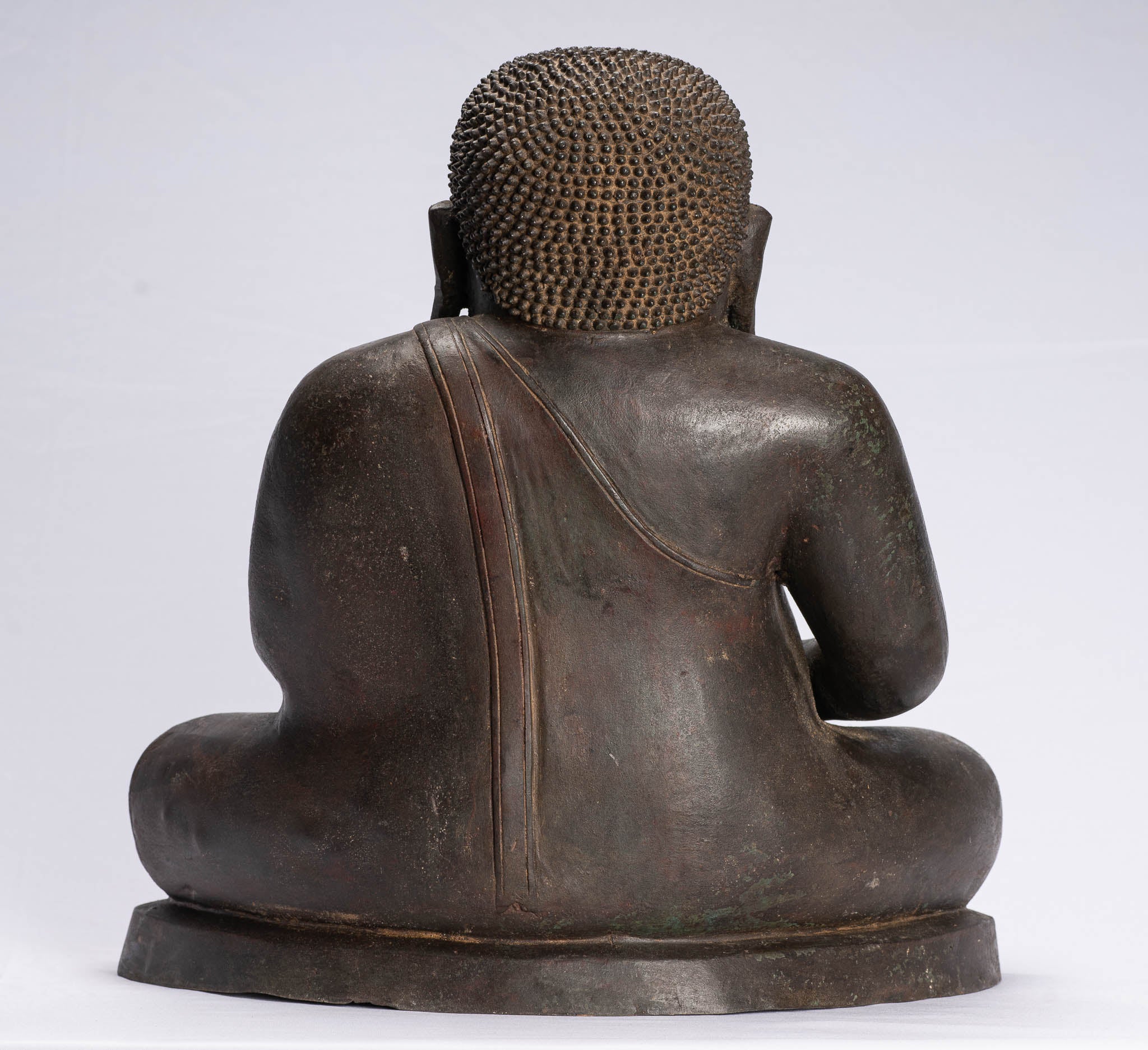 Statue de Bouddha – Bronze de style thaïlandais antique – Statue de Bouddha Budai heureux, gras et riant – 42 cm