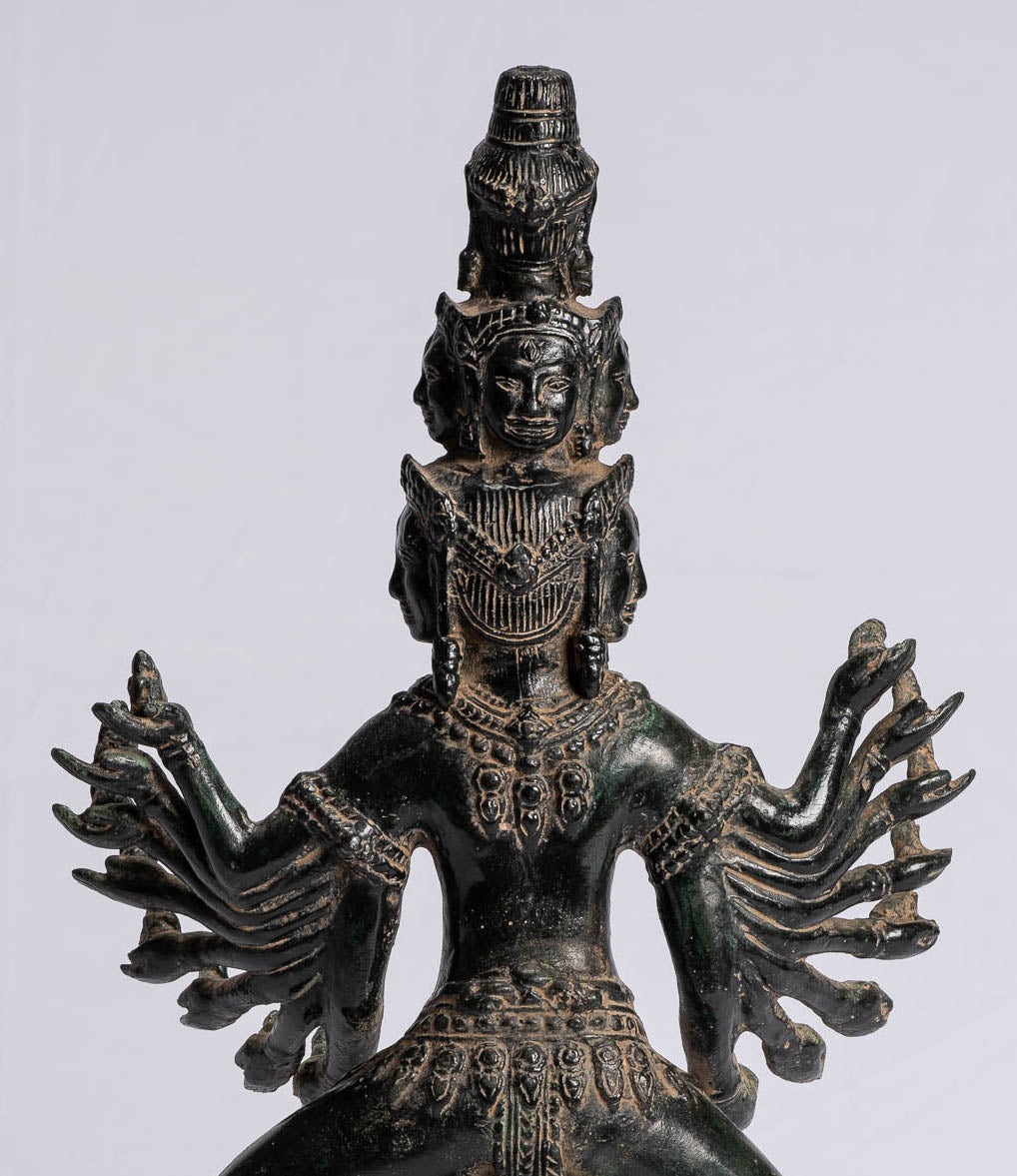 Antique Khmer Style Standing Bronze Bayon Hevajra Statue - 43 cm/17 "di altezza