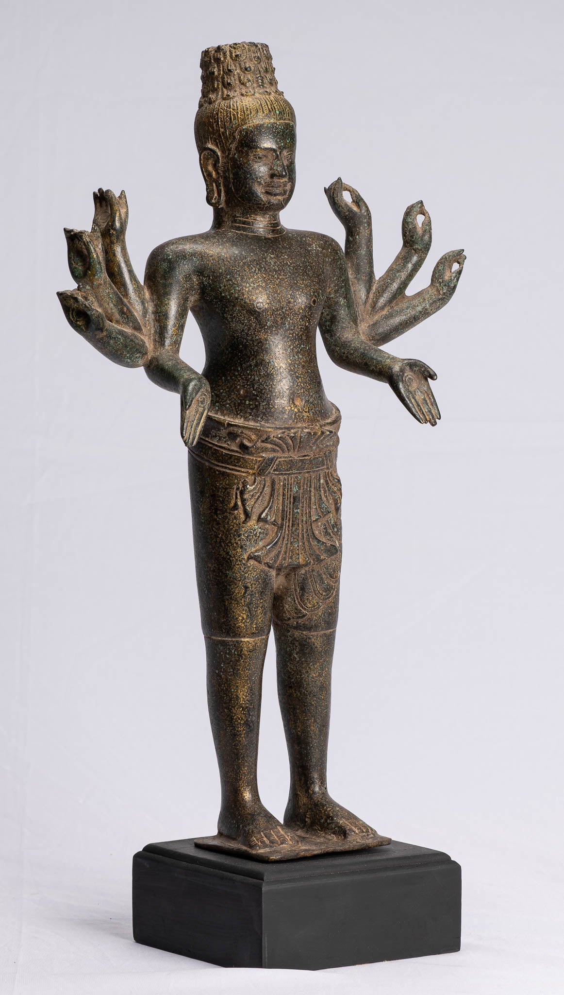 Antike Khmer Stil Bronze Bayon Stil Stehende Lokeshvara Statue 23cm/22"