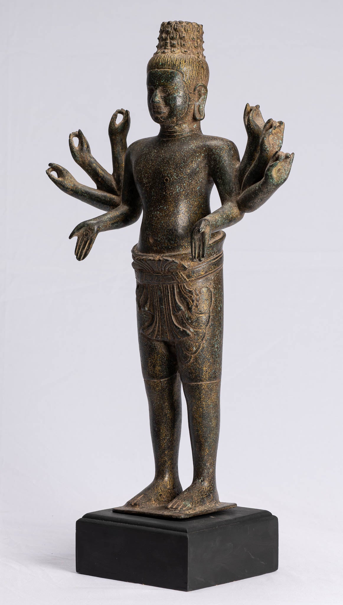 Antike Khmer Stil Bronze Bayon Stil Stehende Lokeshvara Statue 23cm/22"