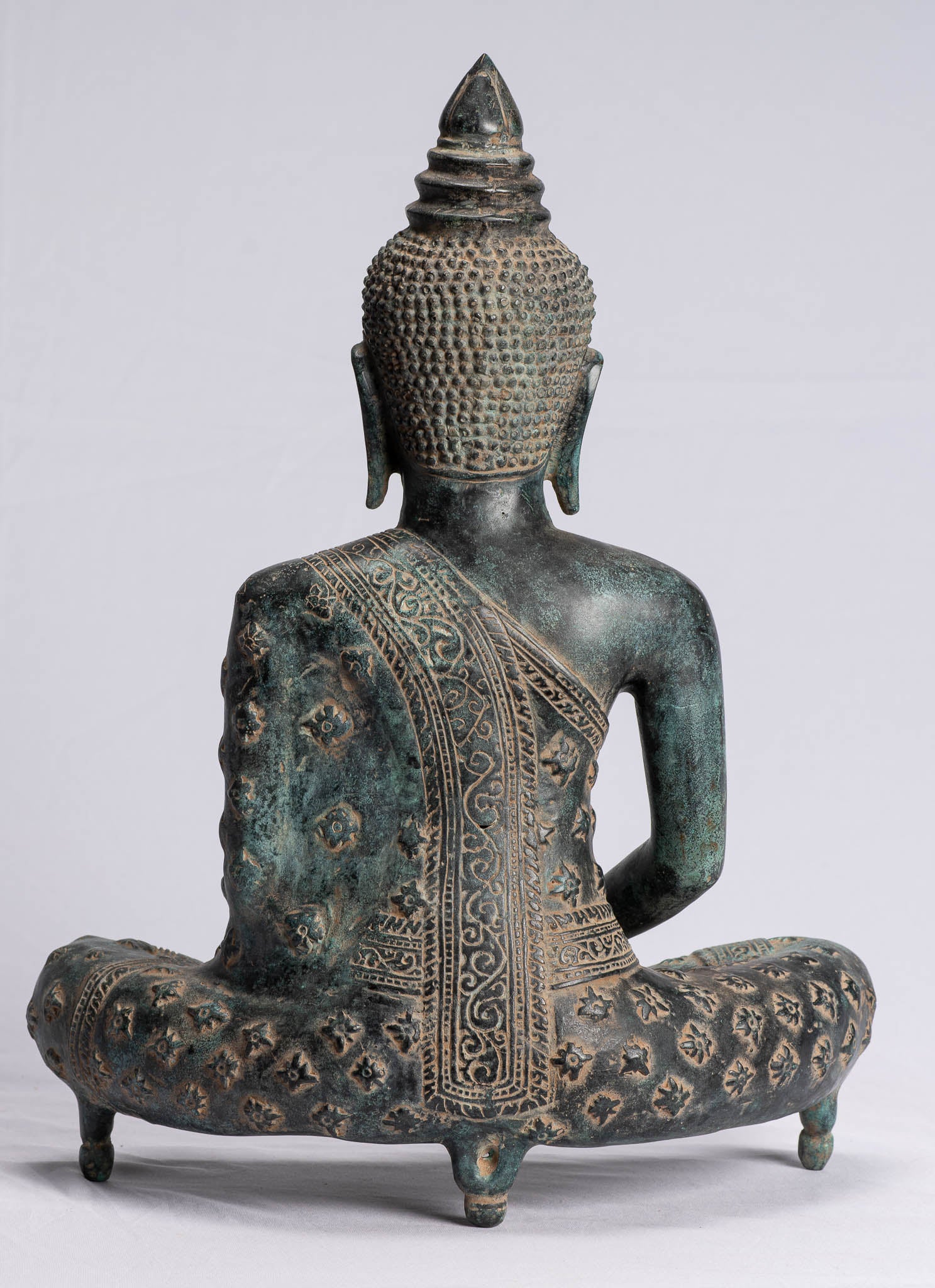 Estatua de Buda - Estatua de Buda de Meditación Amitabha de Bronce Antique Khmer - 44cm/18 "