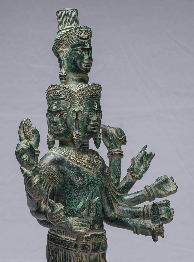Antike Khmer Stil Bronze Bayon Stehende Shiva Statue, Yoni.59cm/24"