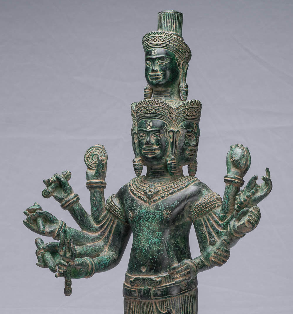 Antike Khmer Stil Bronze Bayon Stehende Shiva Statue, Yoni.59cm/24"
