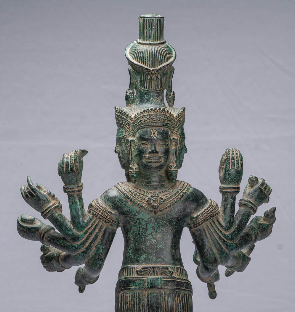 Antike Khmer Stil Bronze Bayon Stehende Shiva Statue, Yoni.59cm/24"