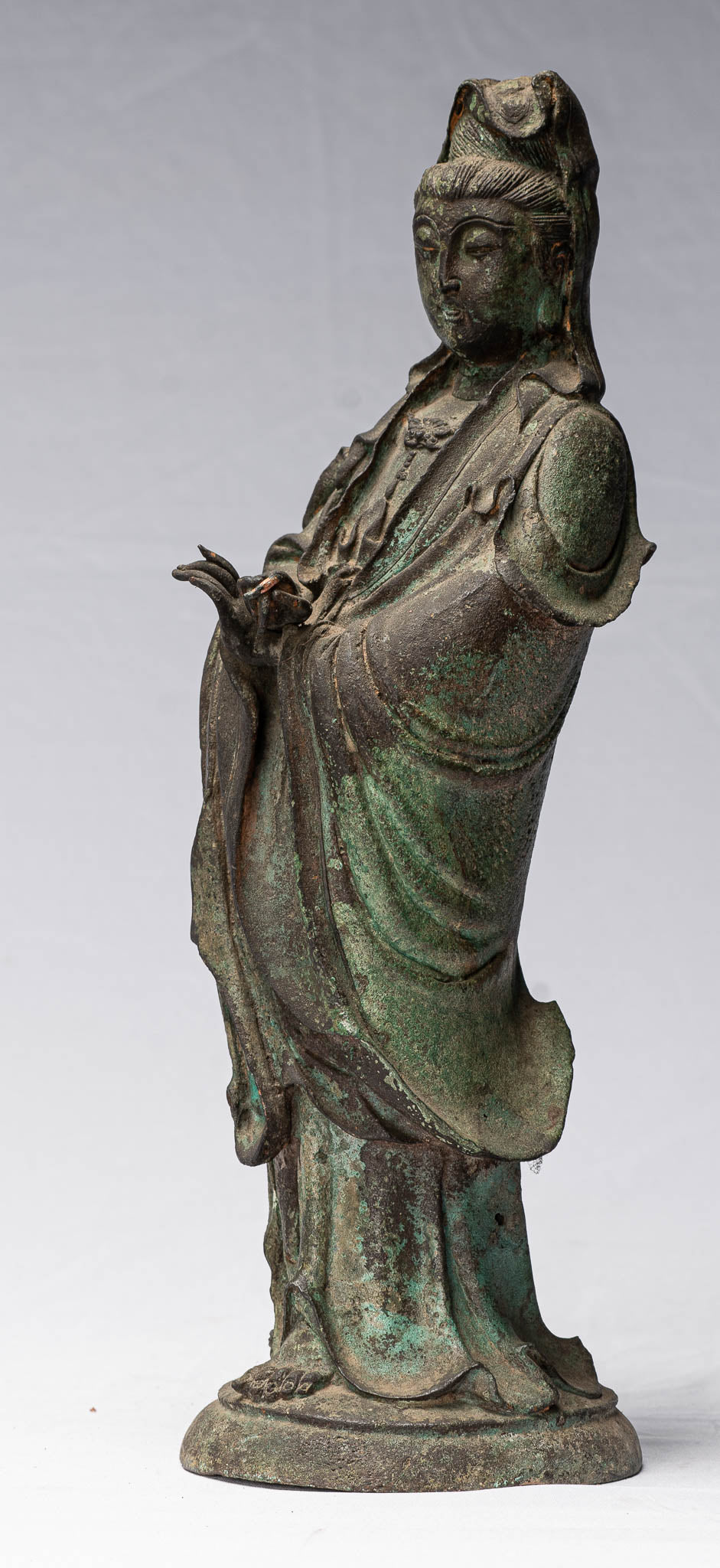 Antique antico stile cinese Kwan Yin o statua di Guanyin - 38 cm/15 "