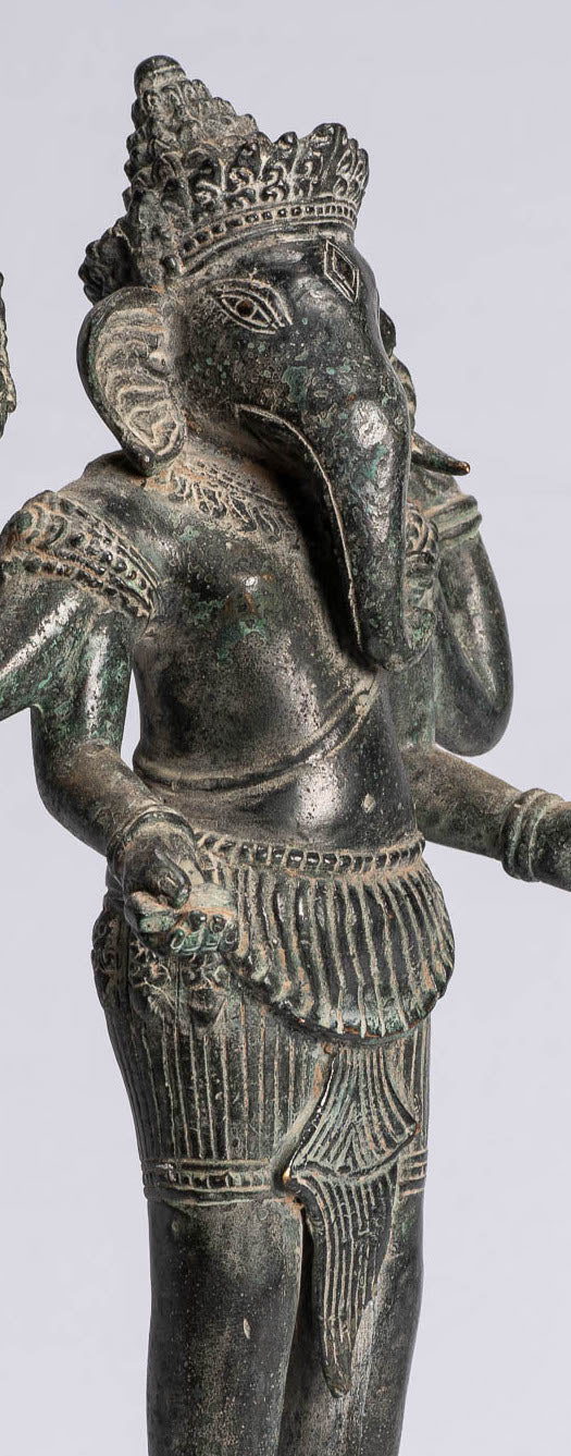 Statue Ganesha - Statua Ganesh in stile antico Khmer in piedi in piedi - 40 cm/16 "